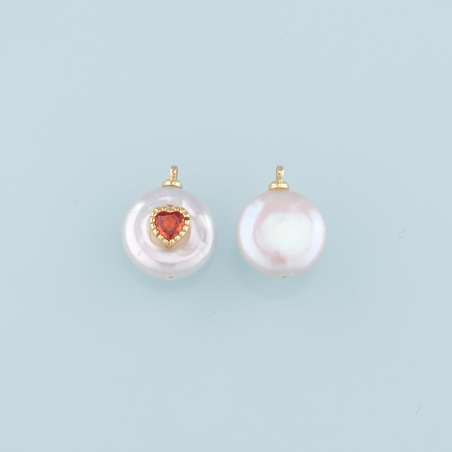 Gold Heart Charms,18K Gold Filled Pearl Heart Pendant,Heart Charm Bracelet Necklace for DIY Jewelry Making Supply