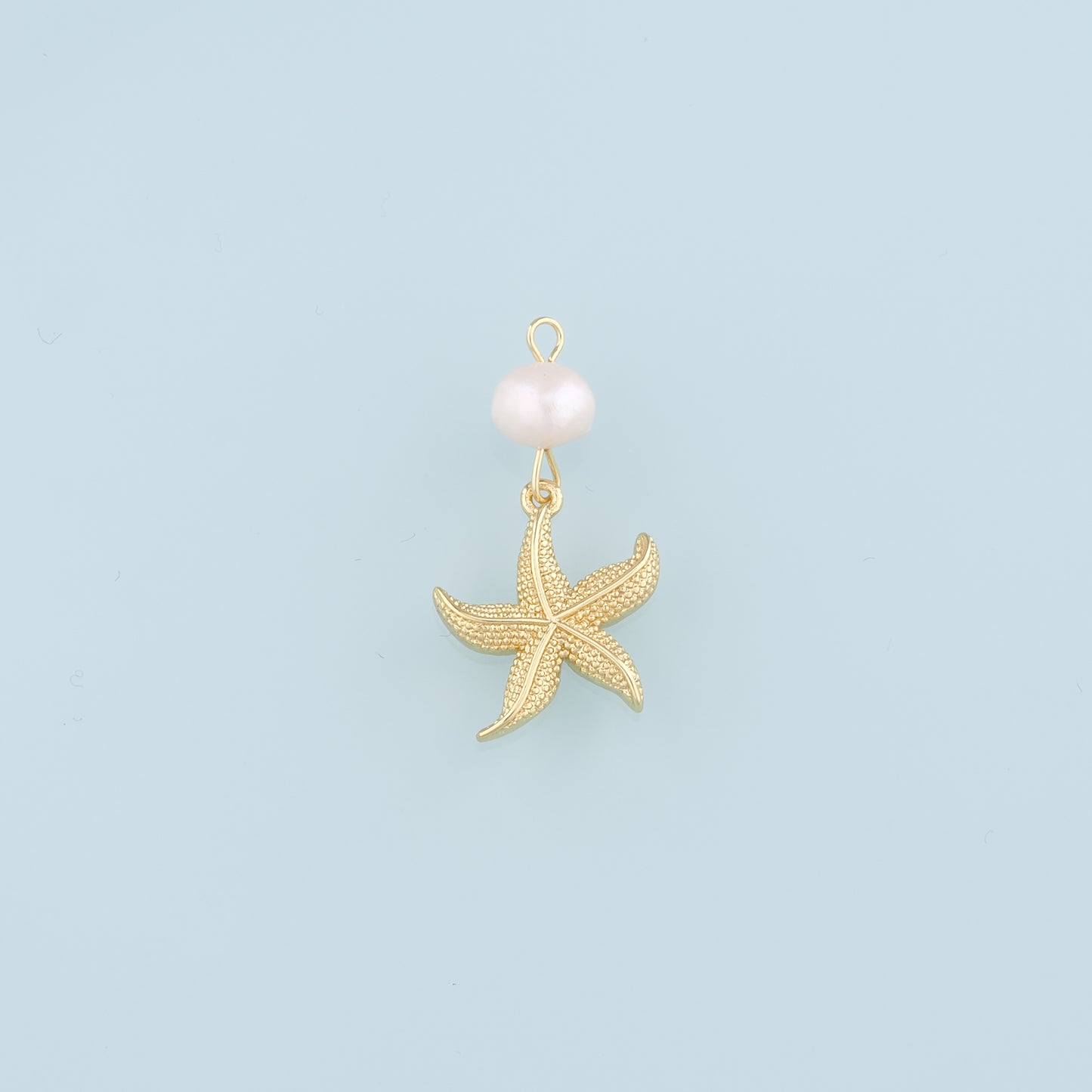 18K Gold Filled Pearl Starfish Pendant,Starfish Charm Bracelet Necklace for DIY Jewelry Making Supply