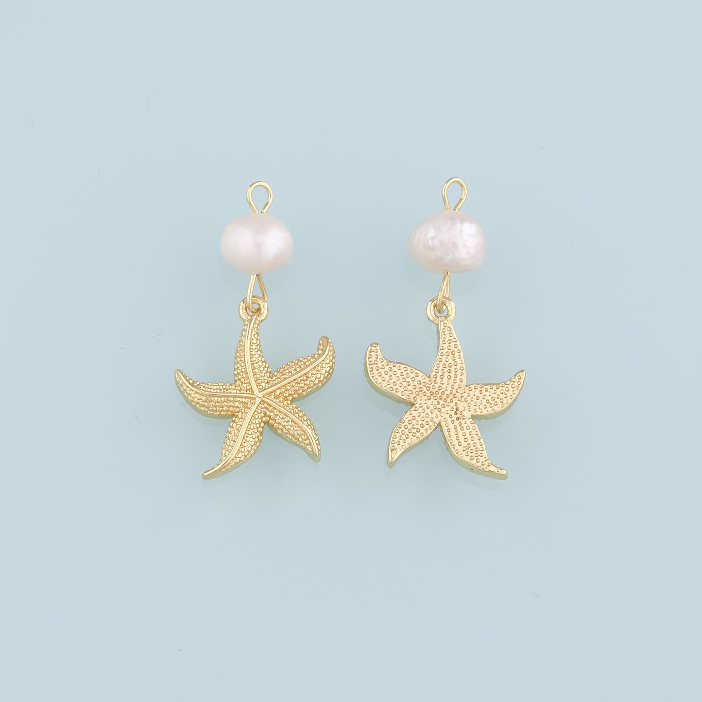 18K Gold Filled Pearl Starfish Pendant,Starfish Charm Bracelet Necklace for DIY Jewelry Making Supply