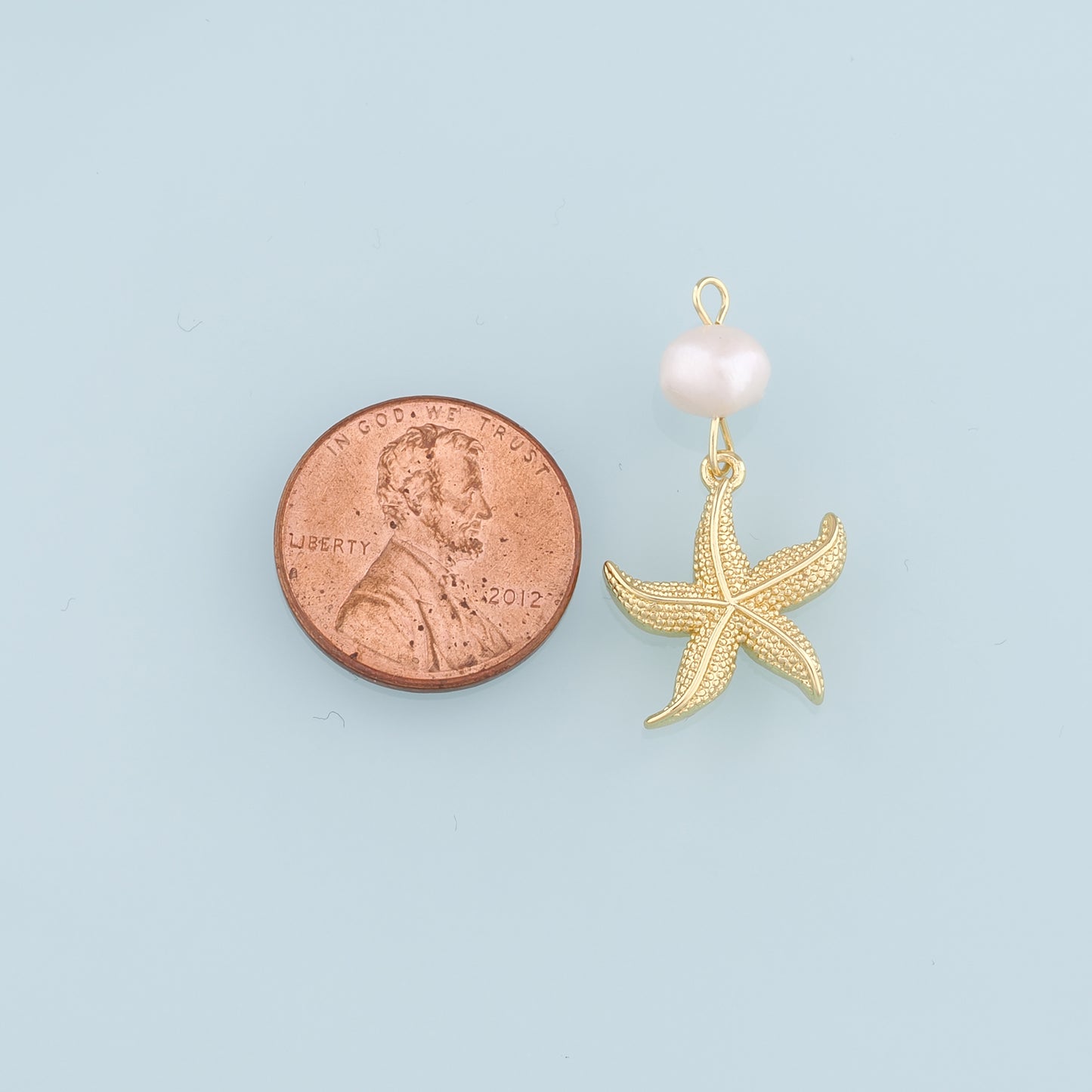 18K Gold Filled Pearl Starfish Pendant,Starfish Charm Bracelet Necklace for DIY Jewelry Making Supply