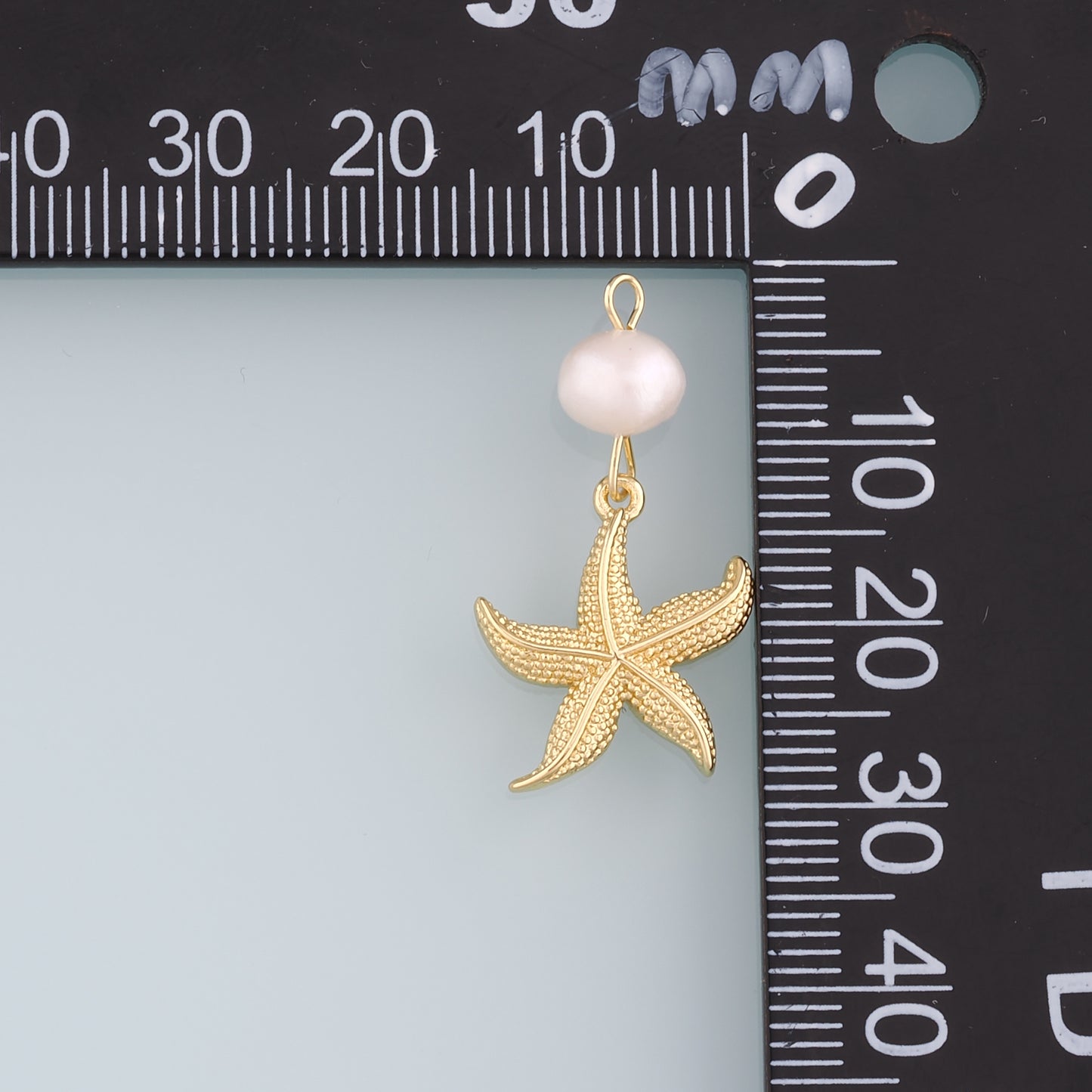18K Gold Filled Pearl Starfish Pendant,Starfish Charm Bracelet Necklace for DIY Jewelry Making Supply