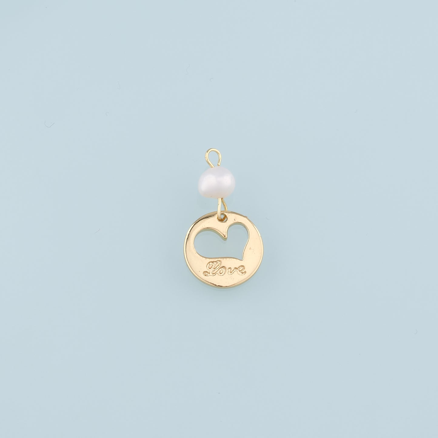 18K Gold Filled Pearl Heart Pendant,Love Charm Bracelet Necklace for DIY Jewelry Making Supply