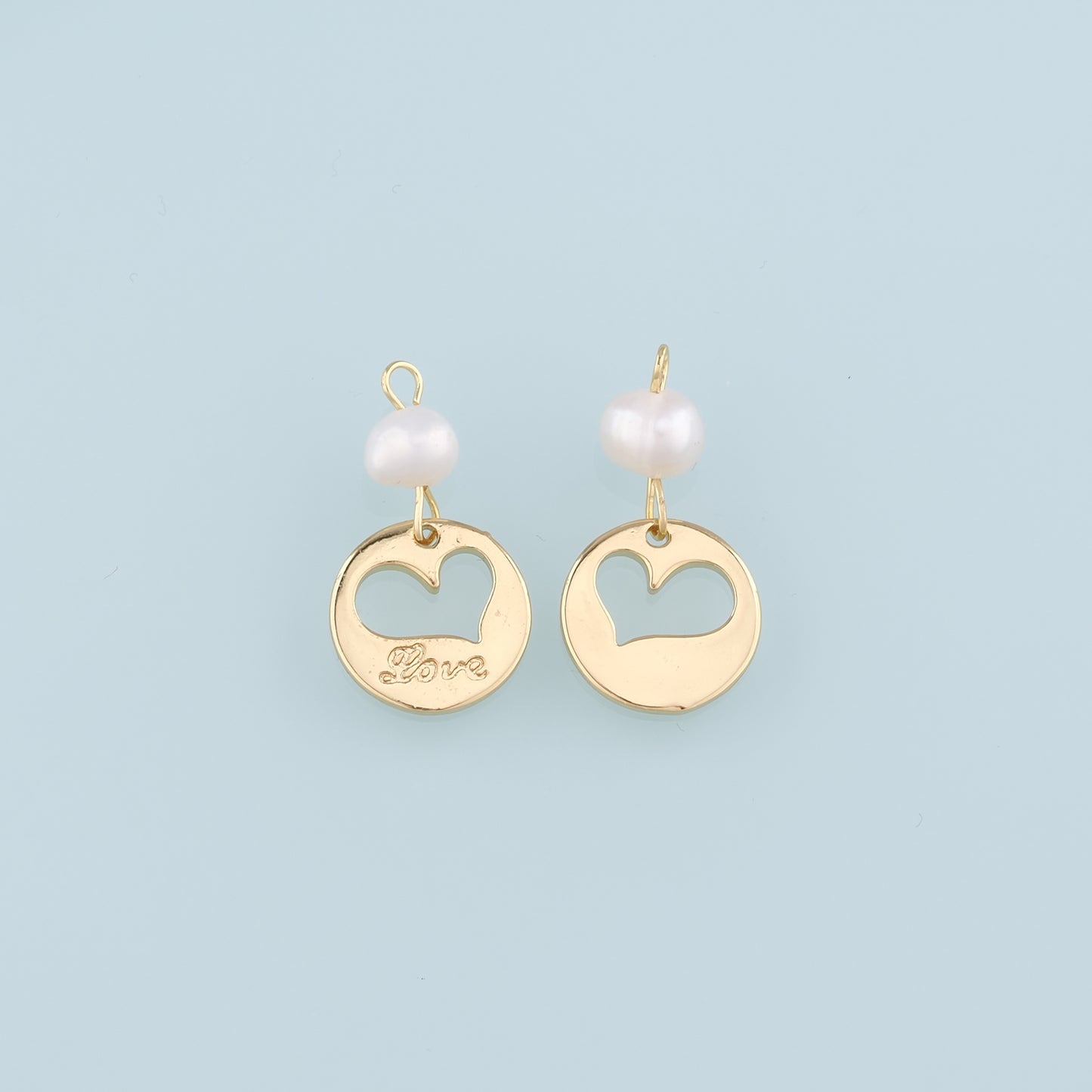 18K Gold Filled Pearl Heart Pendant,Love Charm Bracelet Necklace for DIY Jewelry Making Supply
