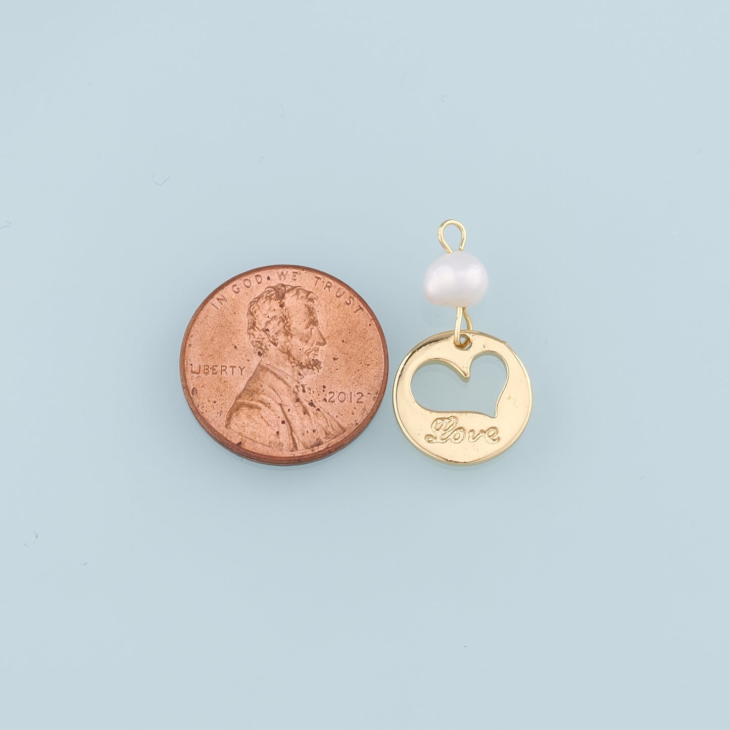 18K Gold Filled Pearl Heart Pendant,Love Charm Bracelet Necklace for DIY Jewelry Making Supply