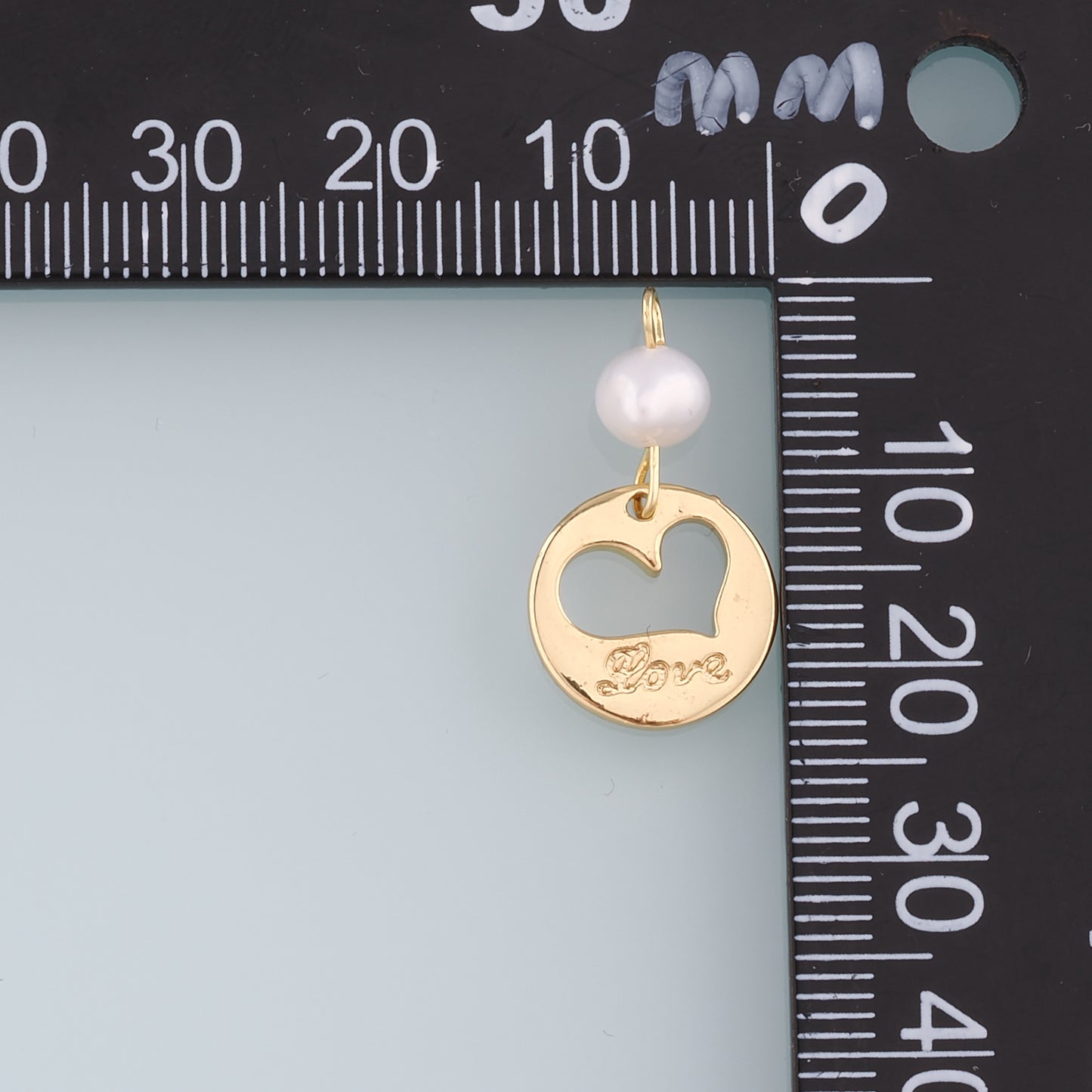 18K Gold Filled Pearl Heart Pendant,Love Charm Bracelet Necklace for DIY Jewelry Making Supply