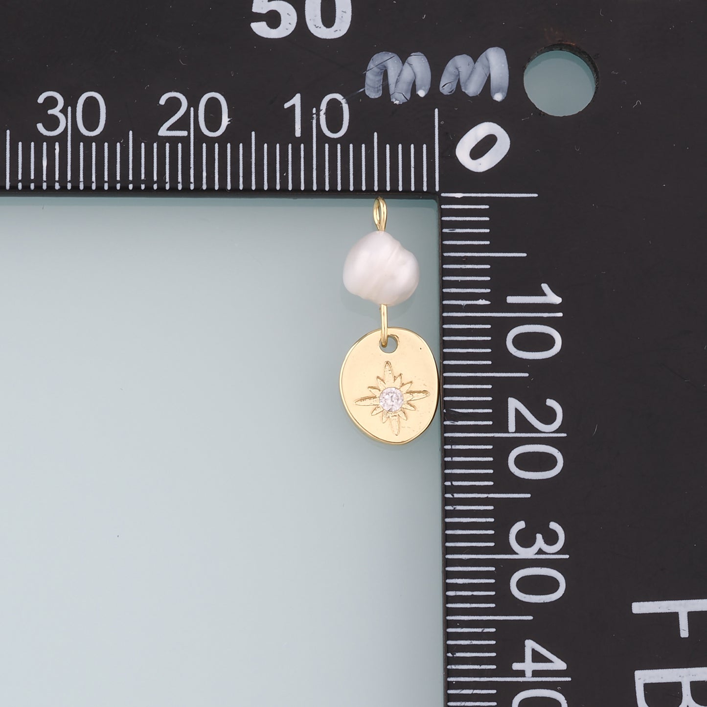 18K Gold Filled Pearl Star Pendant,CZ Star Charm Bracelet Necklace for DIY Jewelry Making Supply