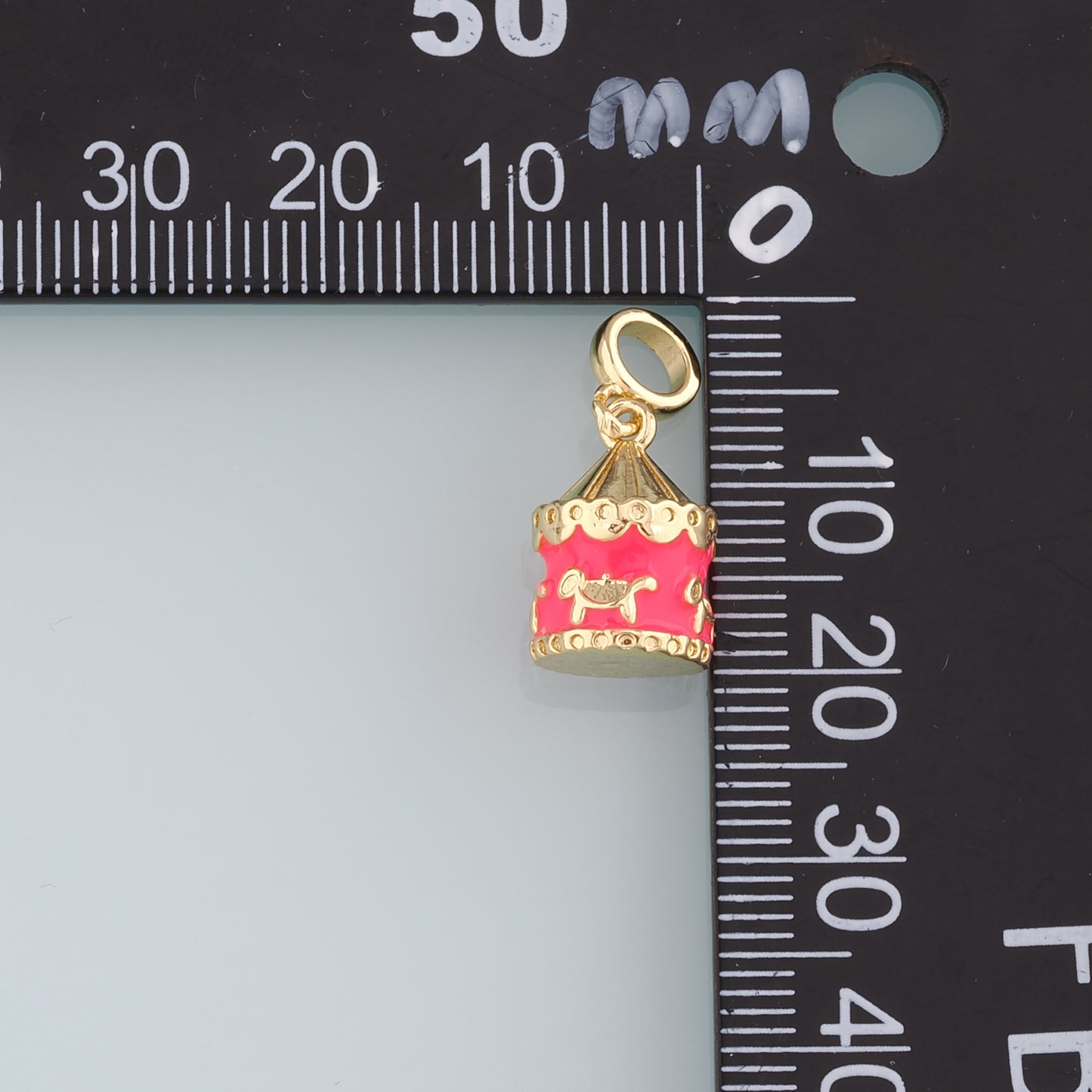 18K Gold Filled Carousel Pendant,Enamel Carousel Charm Bracelet Necklace for DIY Jewelry Making Supply