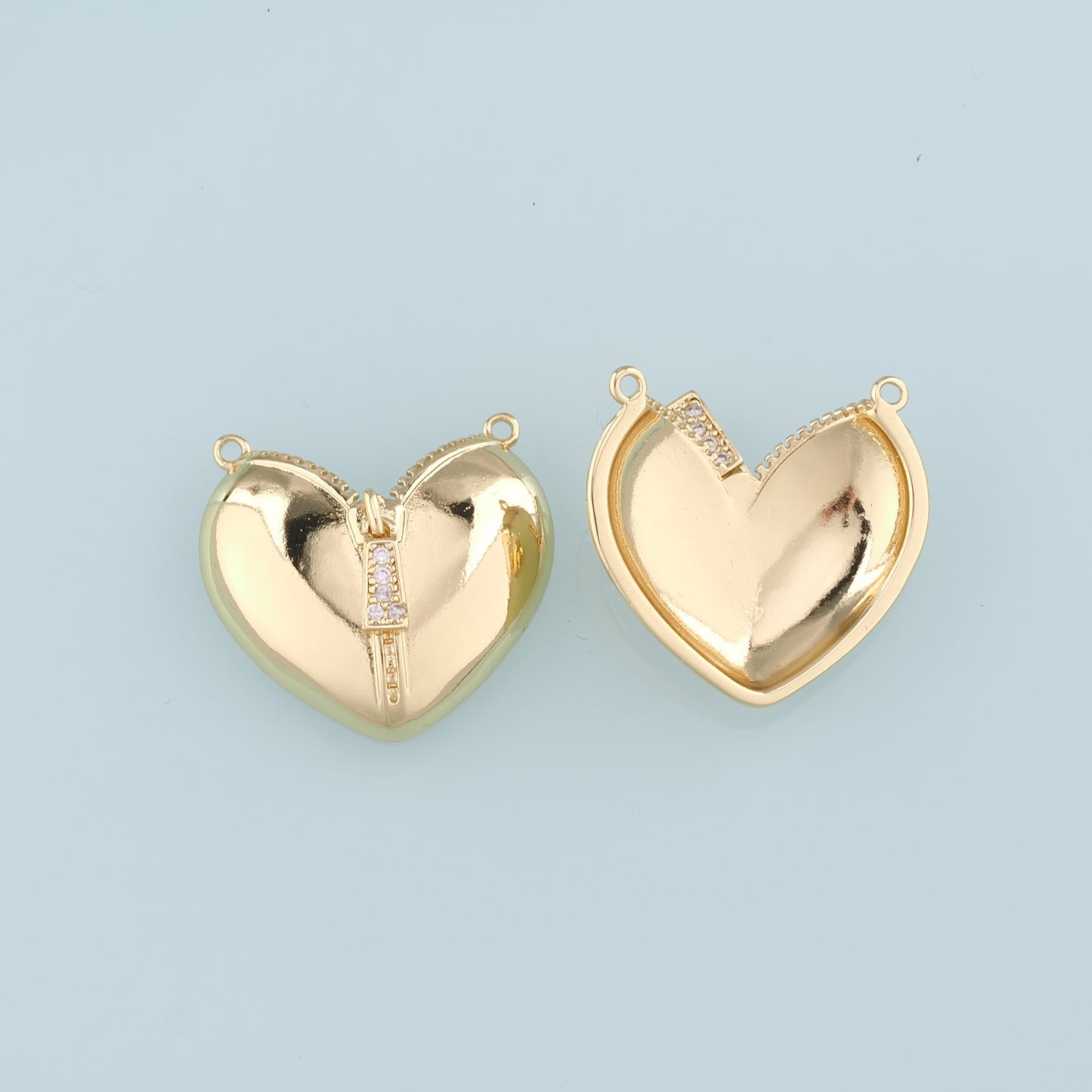 Gold Heart Connector,18K Gold Filled Heart Pendant,Heart Charm Bracelet Necklace for DIY Jewelry Making Supply