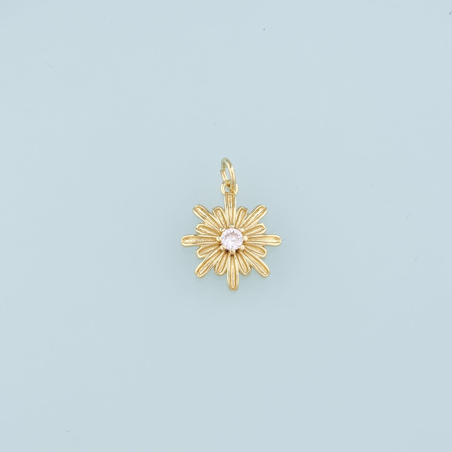 Gold Flower Charms,18K Gold Filled Flower Pendant,CZ Flower Charm Bracelet Necklace for DIY Jewelry Making Supply