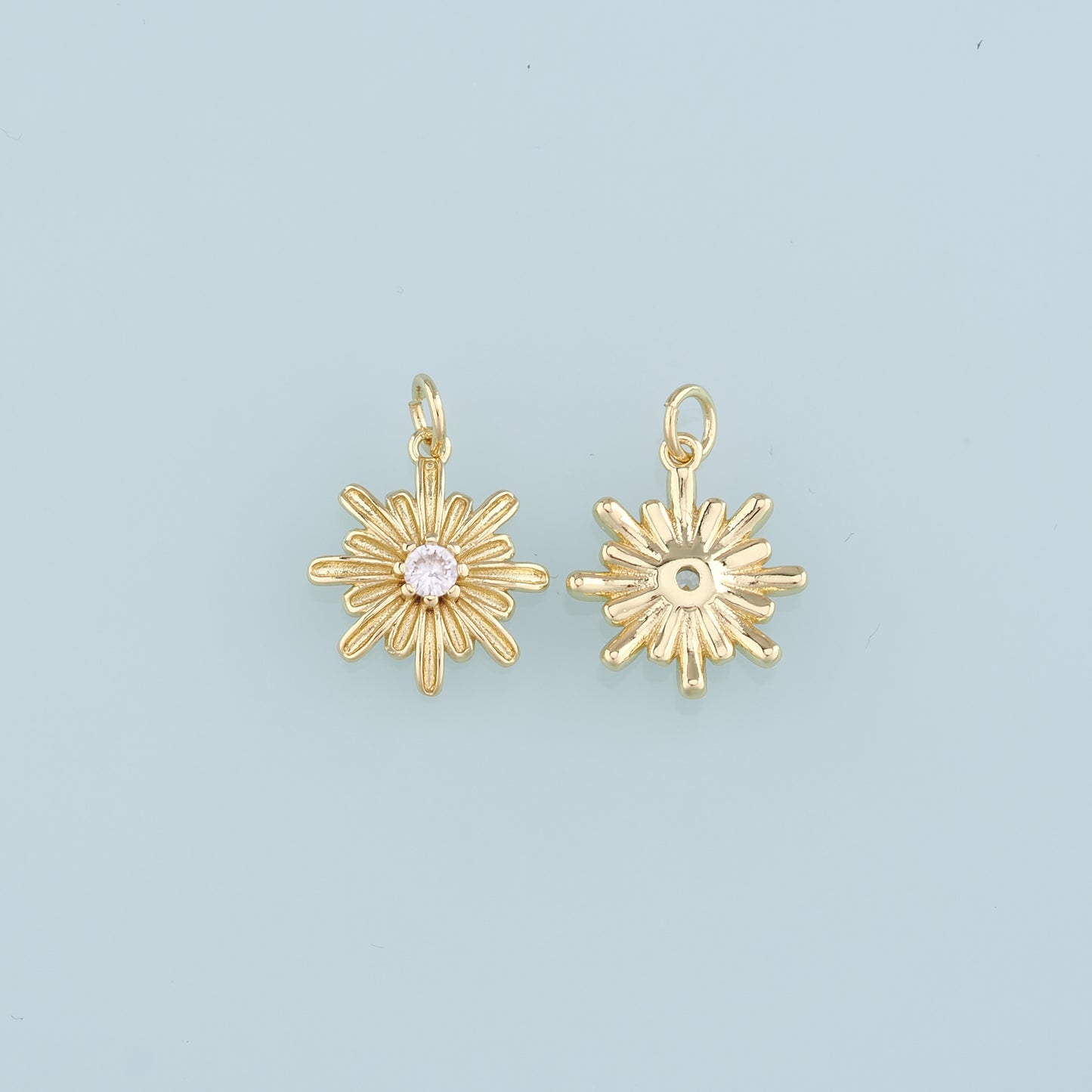 Gold Flower Charms,18K Gold Filled Flower Pendant,CZ Flower Charm Bracelet Necklace for DIY Jewelry Making Supply
