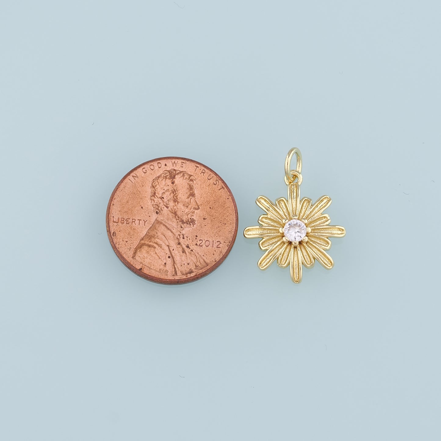 Gold Flower Charms,18K Gold Filled Flower Pendant,CZ Flower Charm Bracelet Necklace for DIY Jewelry Making Supply