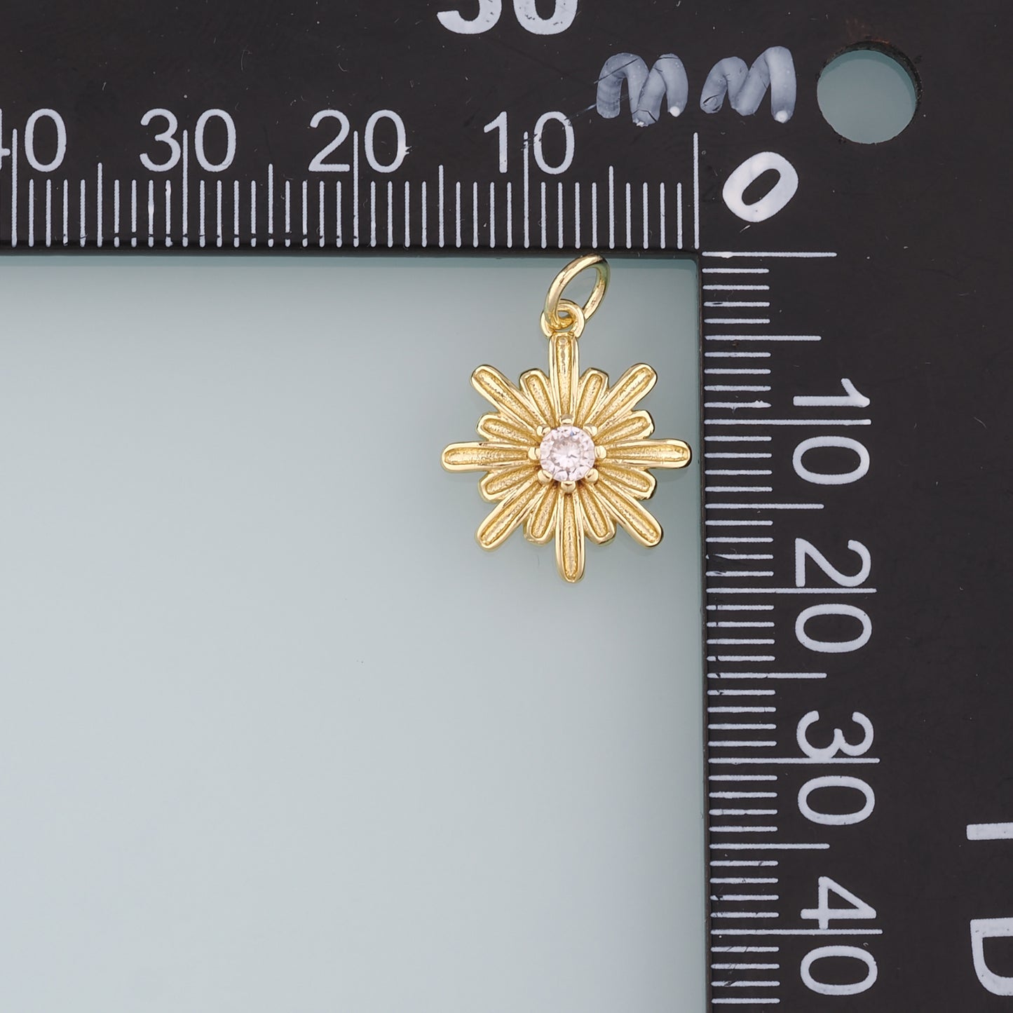 Gold Flower Charms,18K Gold Filled Flower Pendant,CZ Flower Charm Bracelet Necklace for DIY Jewelry Making Supply