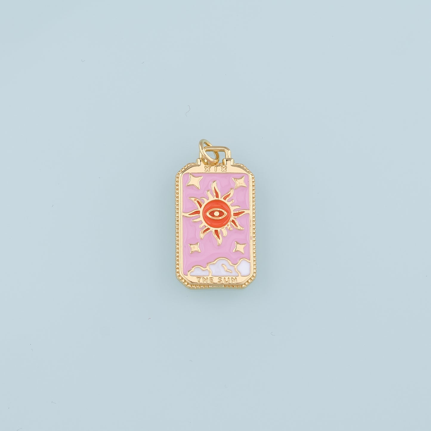 18K Gold Filled Evil Eye Sun Pendant,Enamel Evil Eye Charm Bracelet Necklace for DIY Jewelry Making Supply