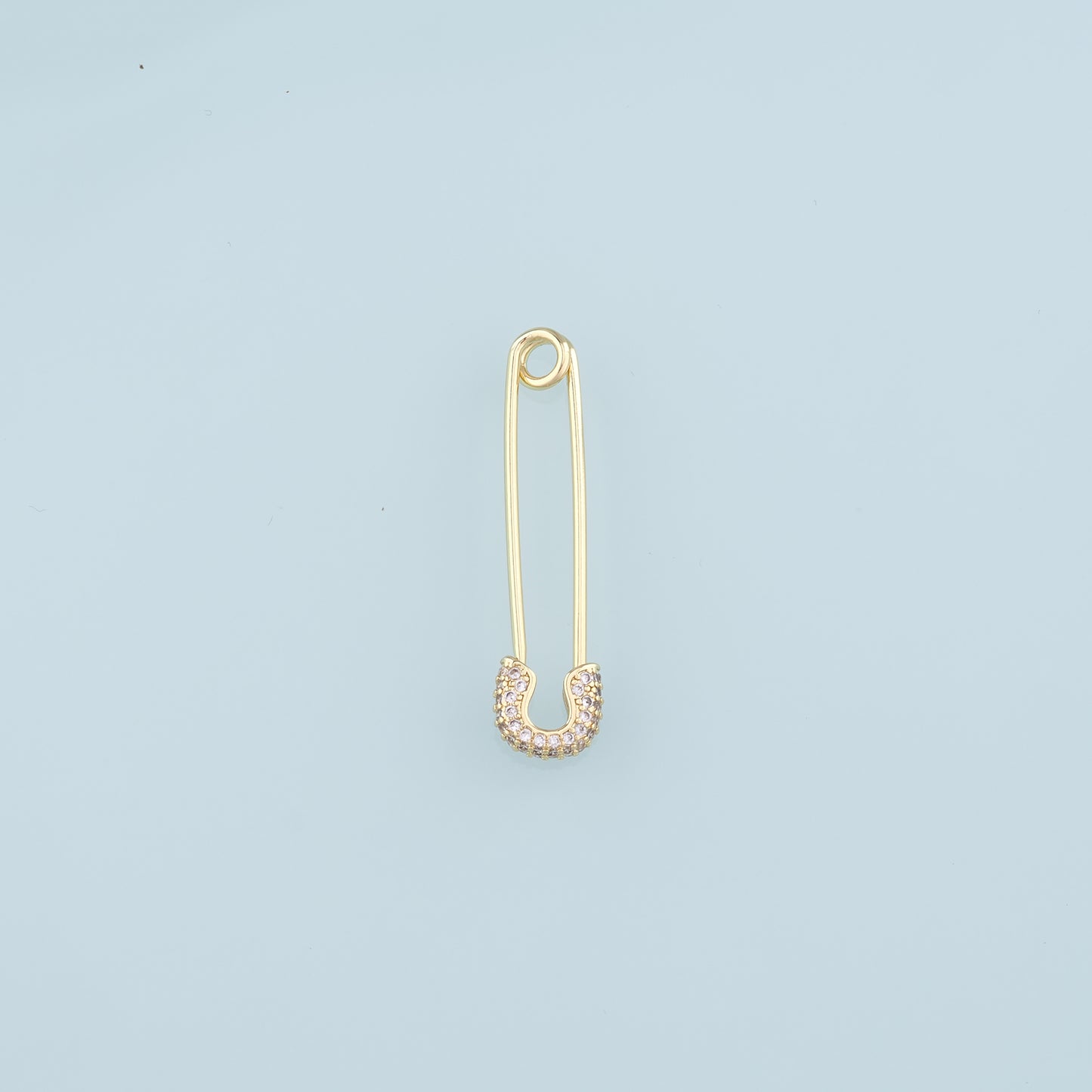 18K Gold Filled Paper Clip Pendant,CZ Micro Pave Paper Clip Charm Bracelet Necklace for DIY Jewelry Making Supply