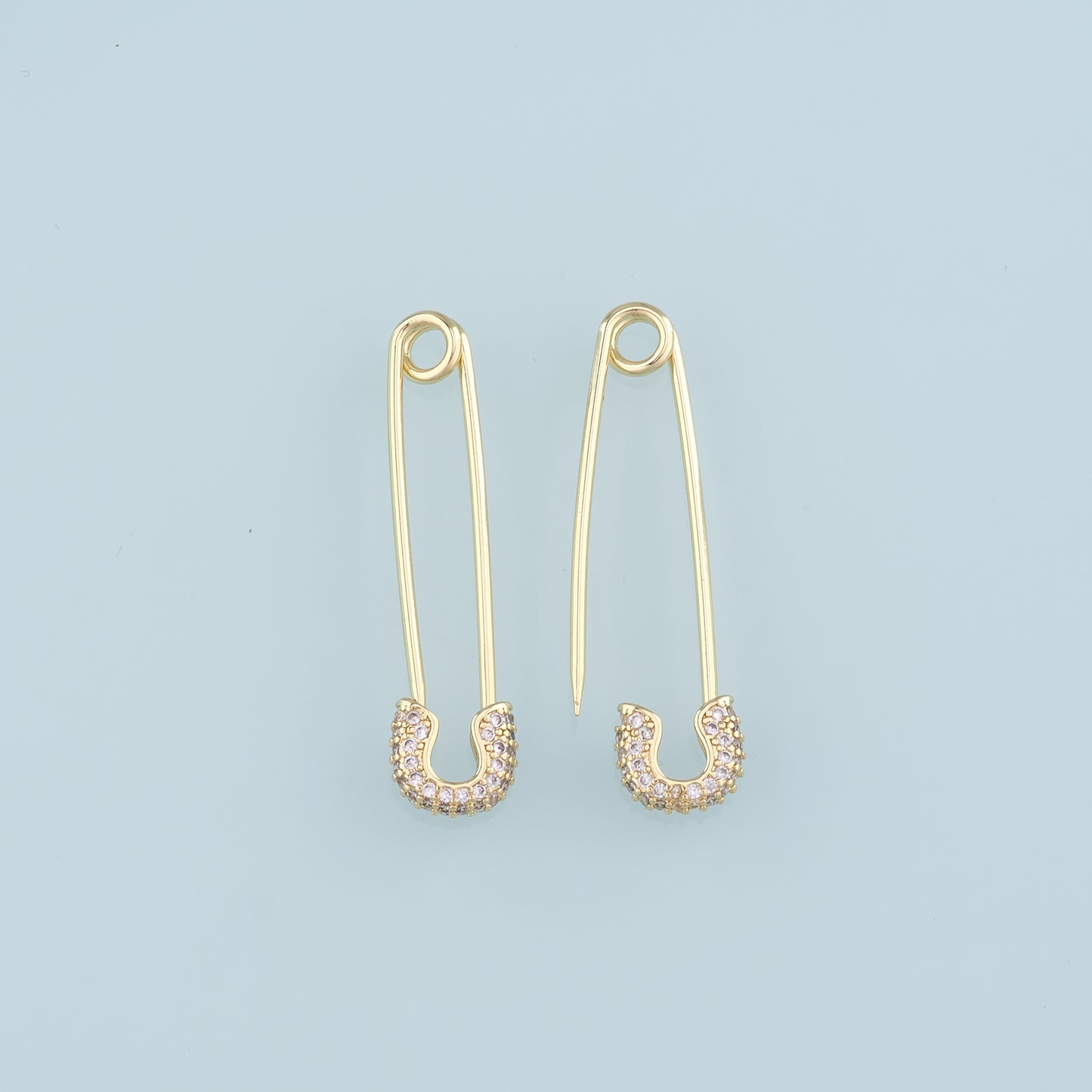 18K Gold Filled Paper Clip Pendant,CZ Micro Pave Paper Clip Charm Bracelet Necklace for DIY Jewelry Making Supply
