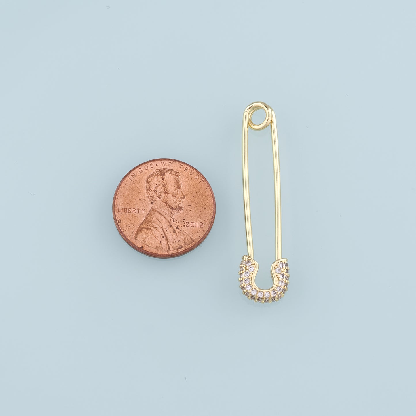 18K Gold Filled Paper Clip Pendant,CZ Micro Pave Paper Clip Charm Bracelet Necklace for DIY Jewelry Making Supply