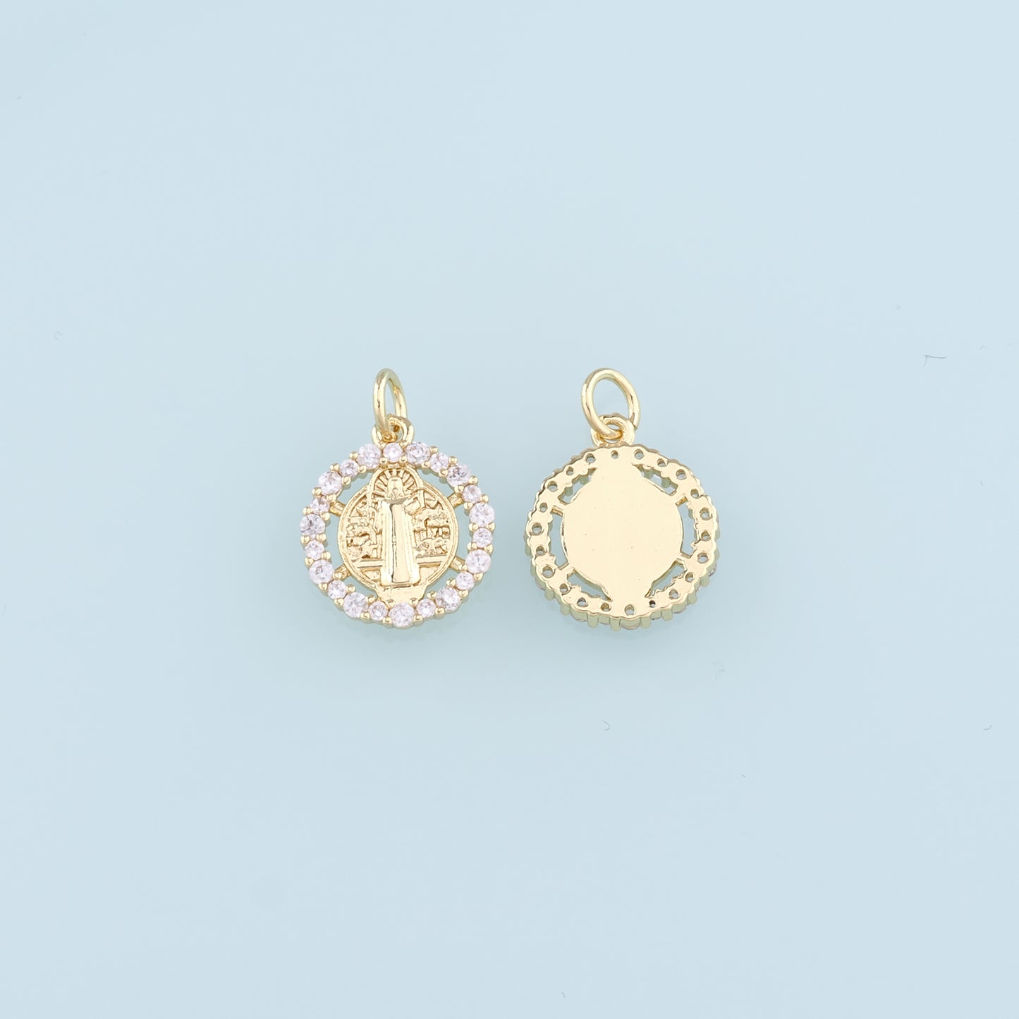 Gold Benedict Charm,18K Gold Filled Benedict Pendant,CZ Micro Pave Benedict Charm Bracelet Necklace for DIY Jewelry Making Supply
