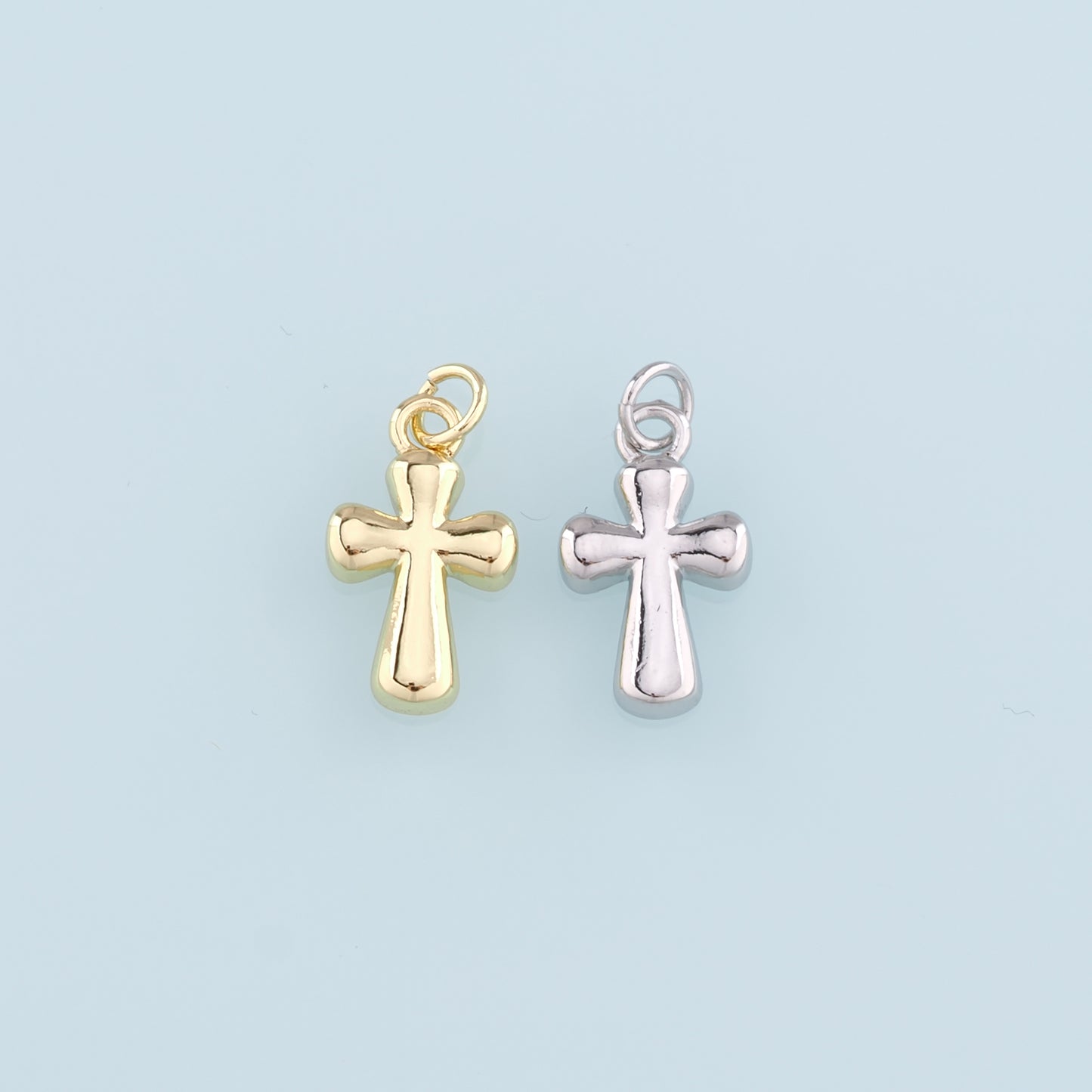 Gold Cross Charms,18K Gold Filled Cross Pendant,Religion Charm Bracelet Necklace for DIY Jewelry Making Supply