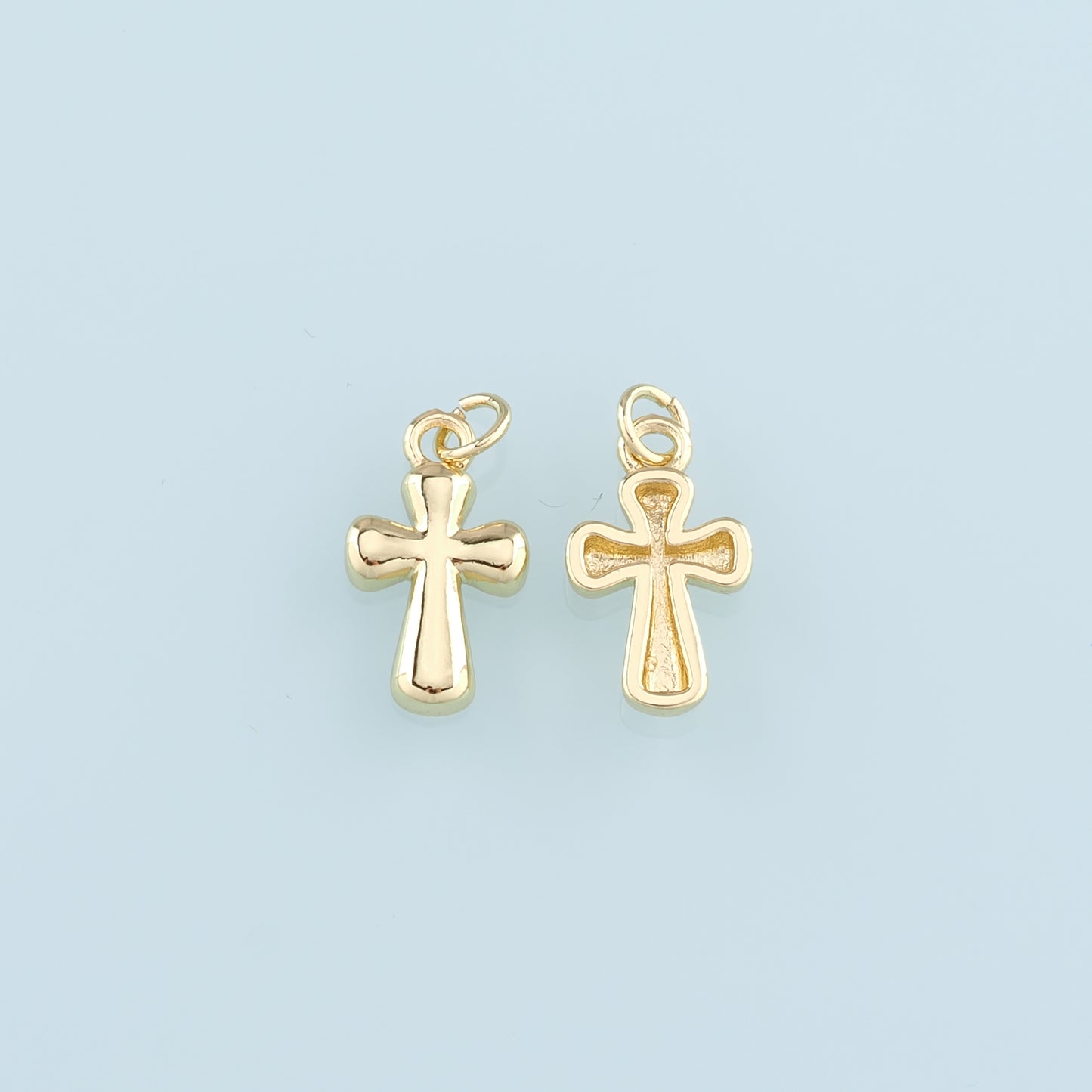 Gold Cross Charms,18K Gold Filled Cross Pendant,Religion Charm Bracelet Necklace for DIY Jewelry Making Supply