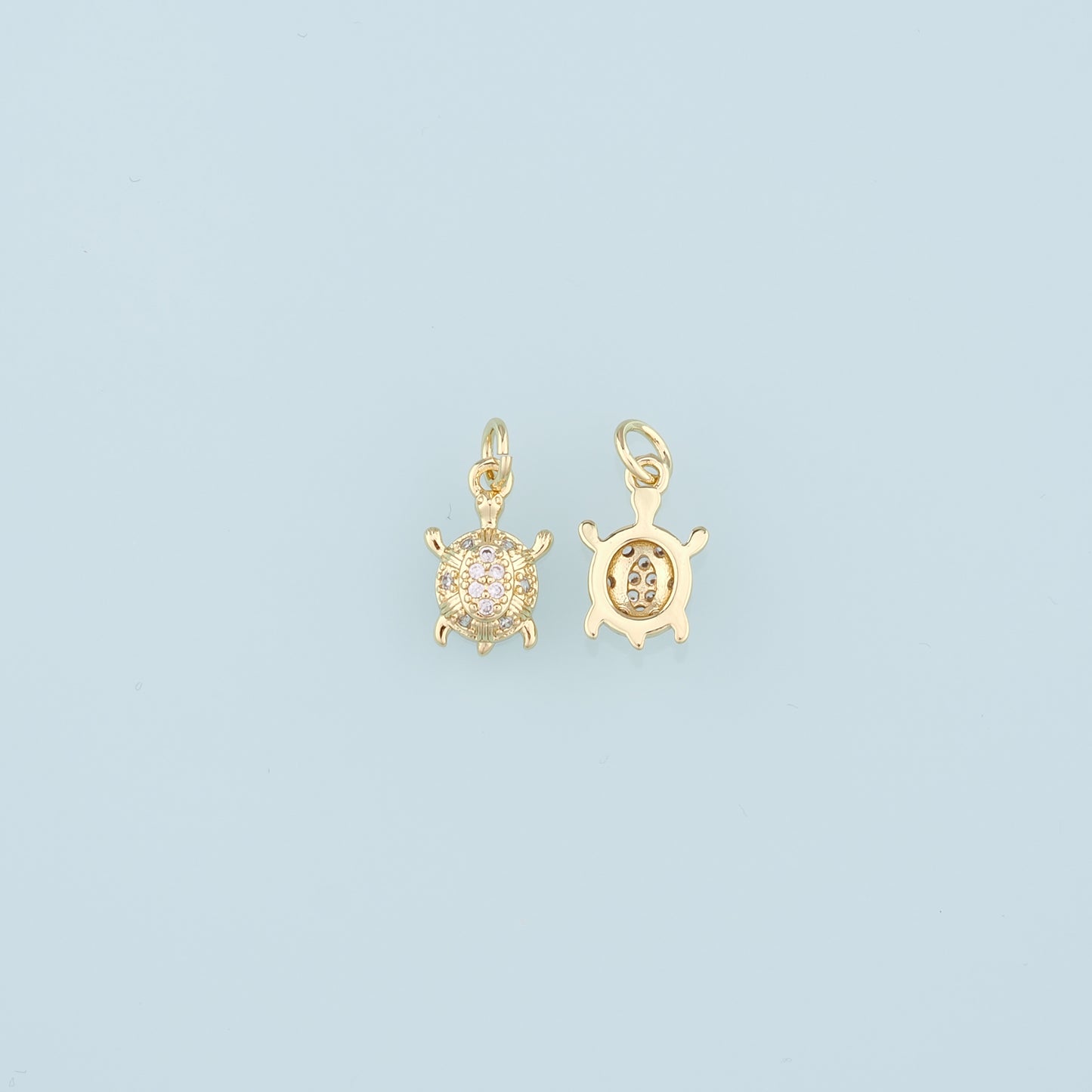 Gold Turtle Charms,18K Gold Filled Turtle Pendant, CZ Micro Pave Turtle Charm Bracelet Necklace for DIY Jewelry Making Supply