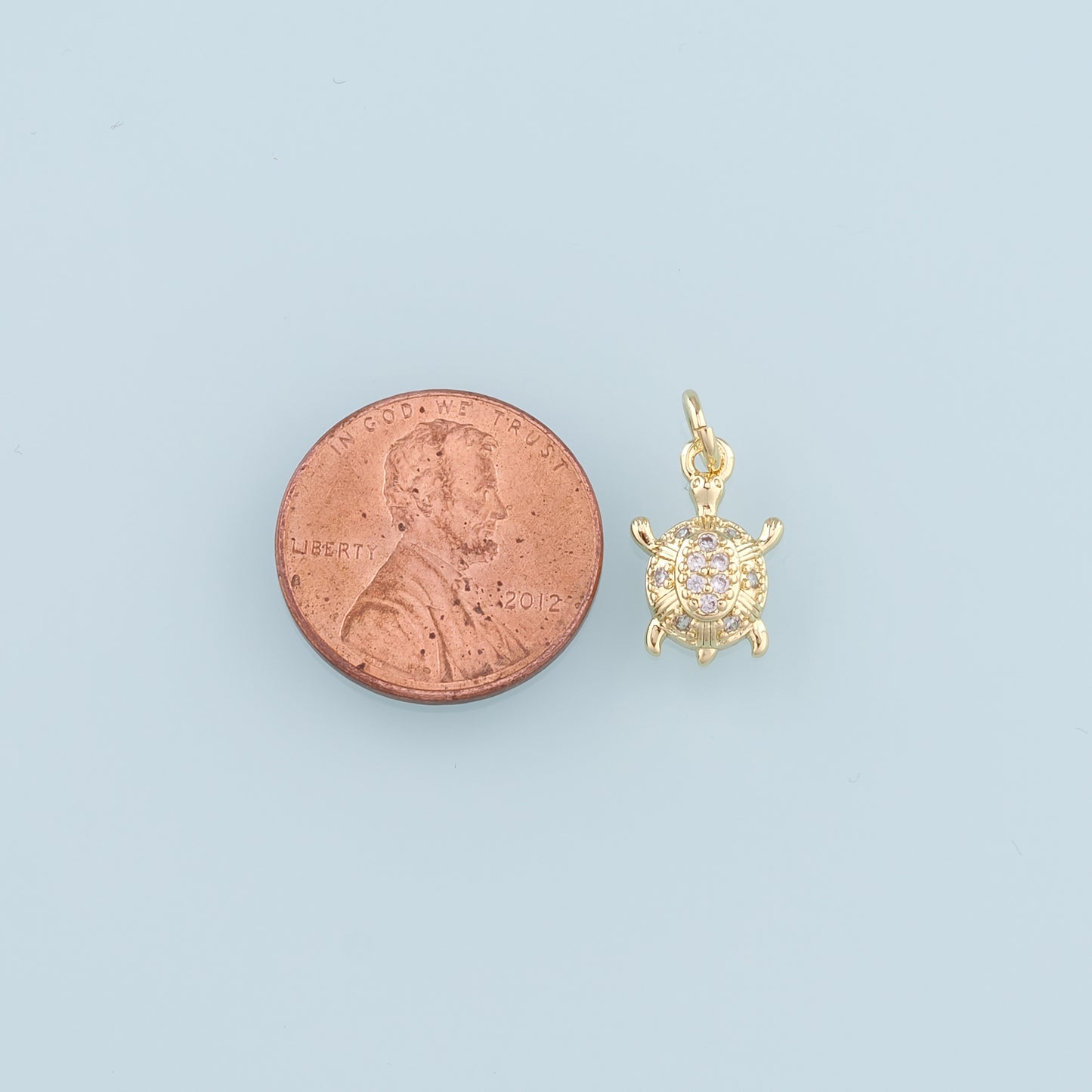Gold Turtle Charms,18K Gold Filled Turtle Pendant, CZ Micro Pave Turtle Charm Bracelet Necklace for DIY Jewelry Making Supply
