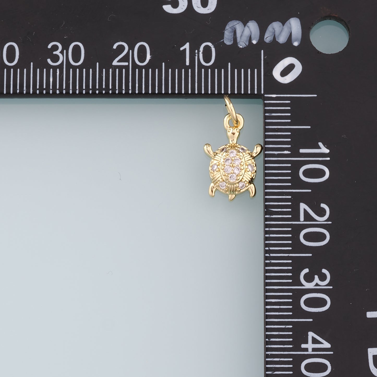 Gold Turtle Charms,18K Gold Filled Turtle Pendant, CZ Micro Pave Turtle Charm Bracelet Necklace for DIY Jewelry Making Supply