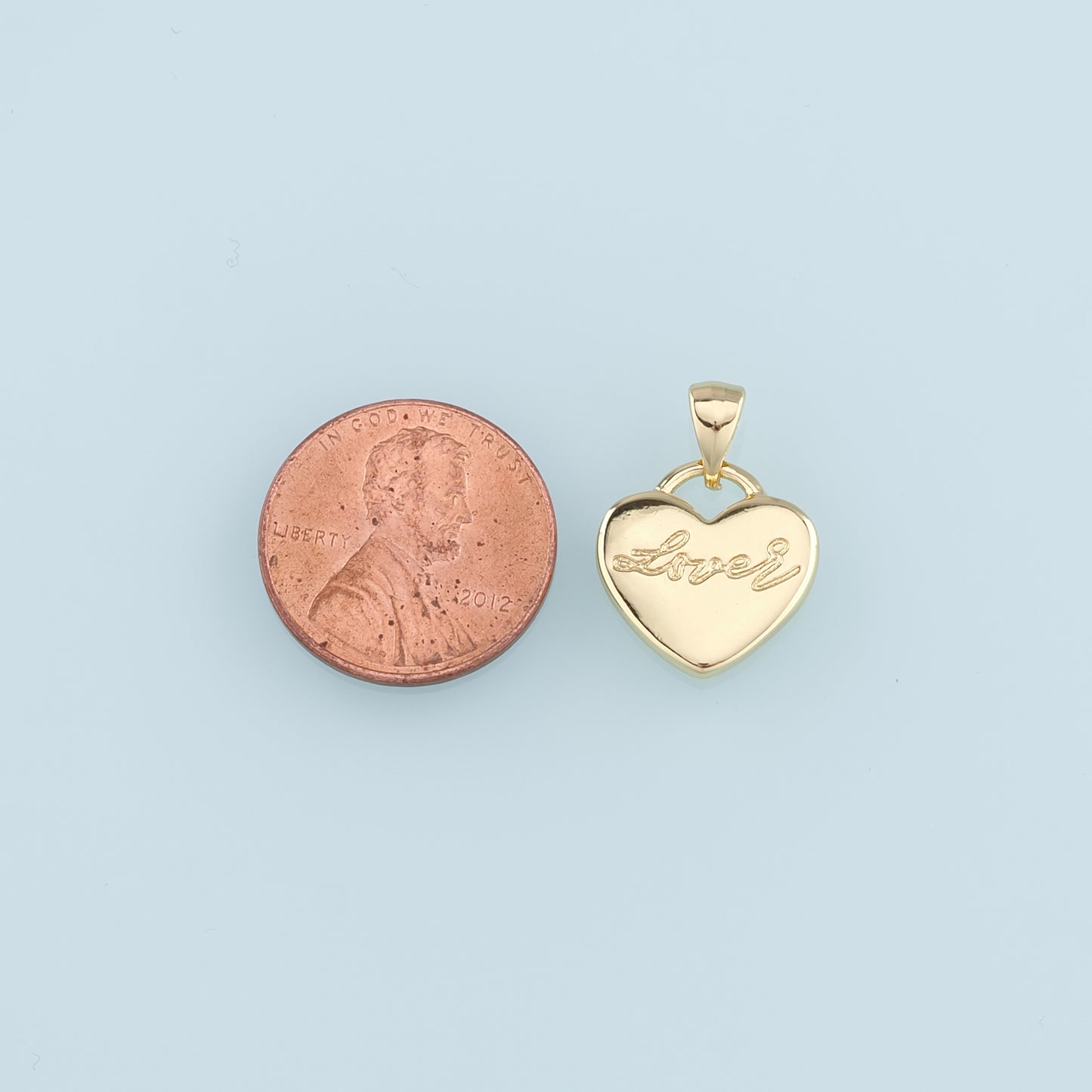18K Gold Filled Heart Pendant,Heart Charm Bracelet Necklace for DIY Jewelry Making Supply