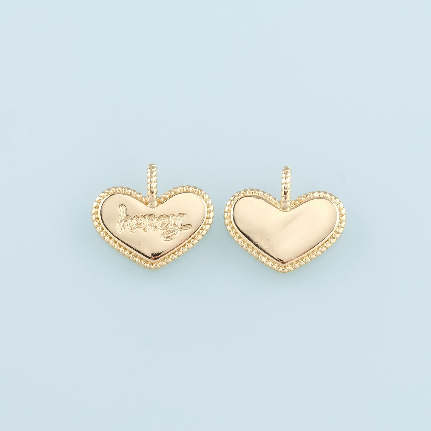 18K Gold Filled Heart Pendant,Heart Charm Bracelet Necklace for DIY Jewelry Making Supply