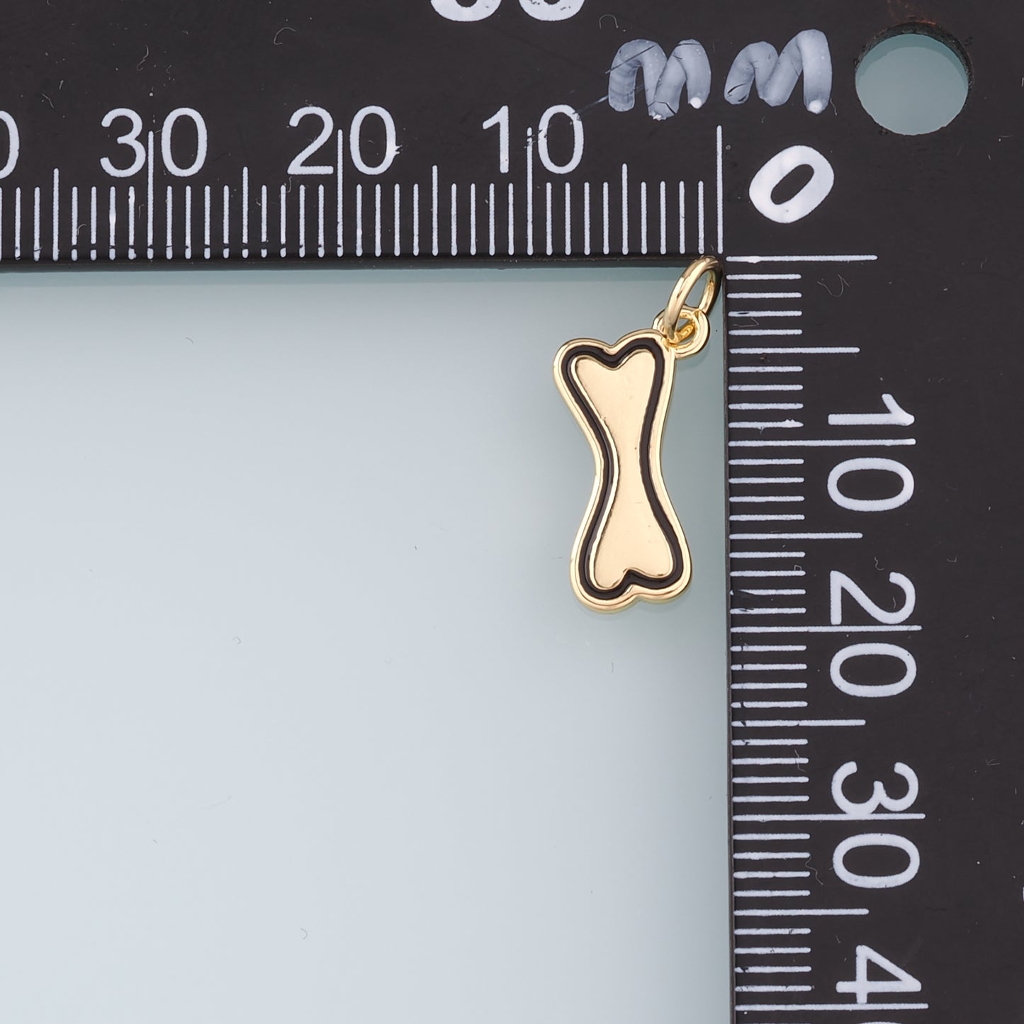 18K Gold Filled Dog Bone Pendant,Enamel Bone Charm Bracelet Necklace for DIY Jewelry Making Supply