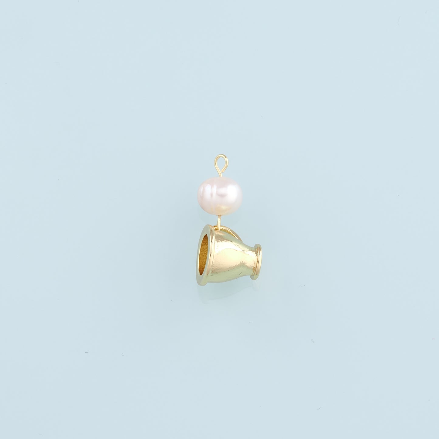 18K Gold Filled Cup Pendant,Pearl Cup Charm Bracelet Necklace for DIY Jewelry Making Supply