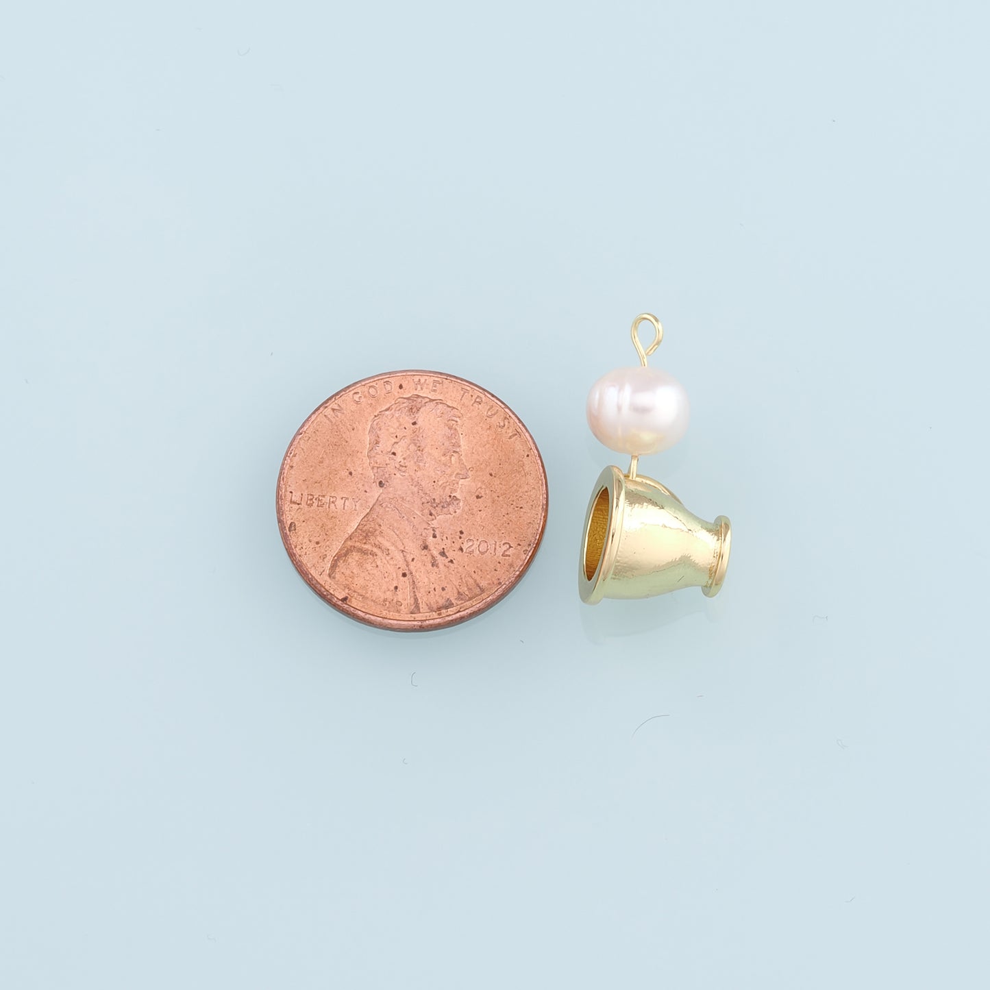 18K Gold Filled Cup Pendant,Pearl Cup Charm Bracelet Necklace for DIY Jewelry Making Supply