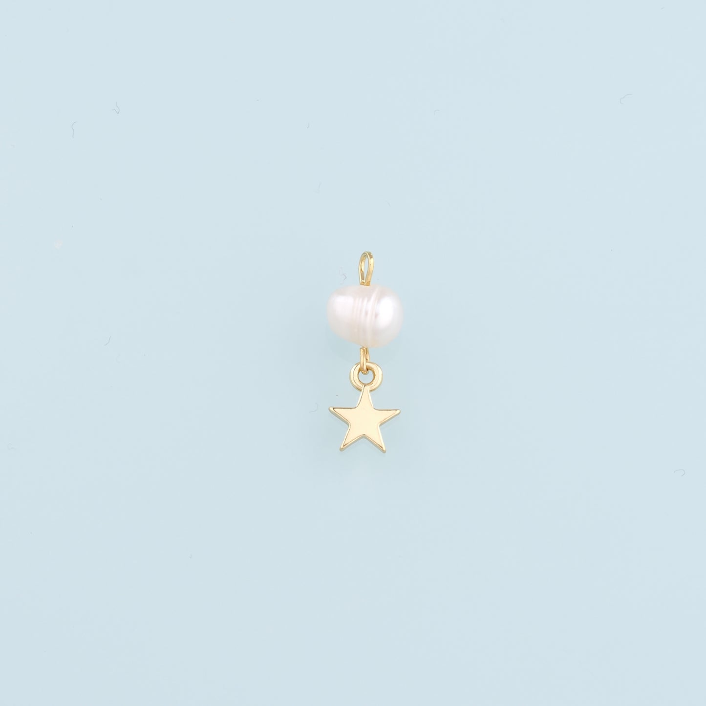 18K Gold Filled Pearl Star Pendant,Celestial Charm Bracelet Necklace for DIY Jewelry Making Supply