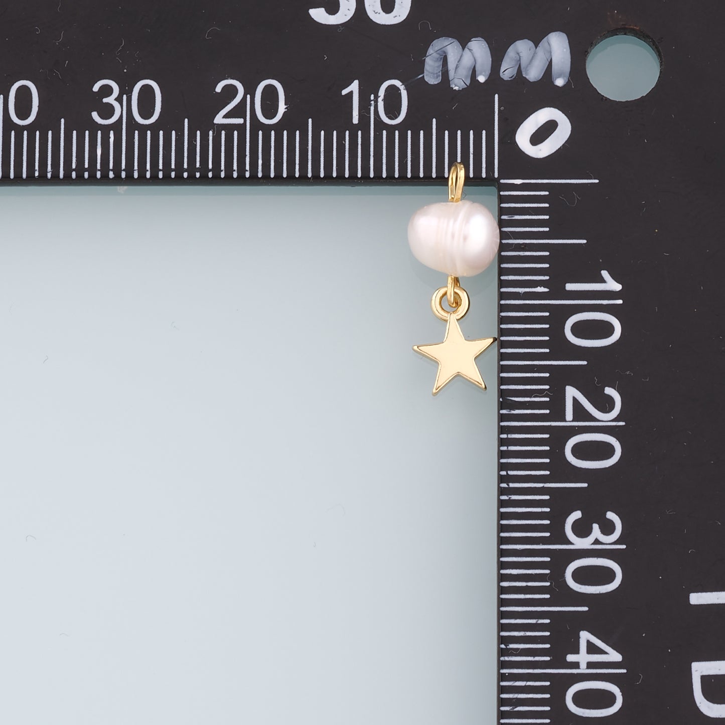 18K Gold Filled Pearl Star Pendant,Celestial Charm Bracelet Necklace for DIY Jewelry Making Supply