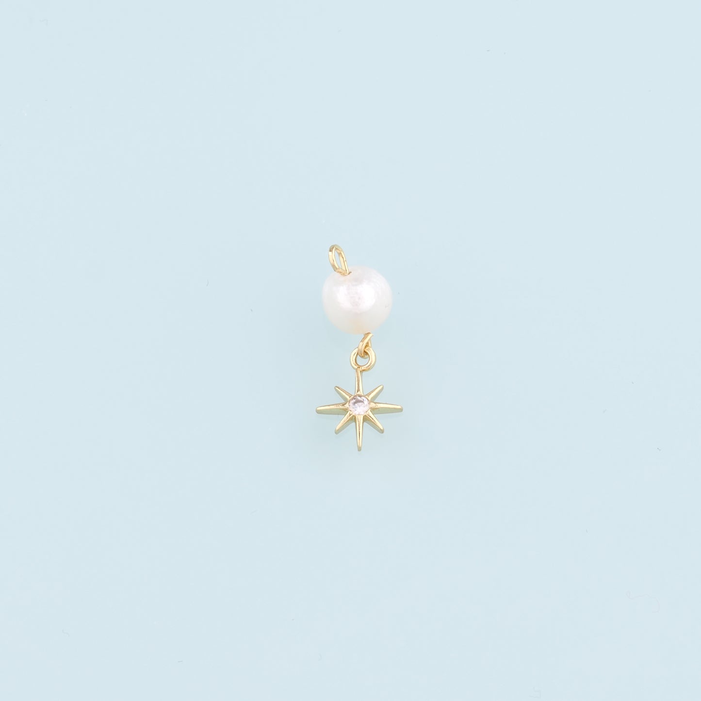 18K Gold Filled Pearl Star Pendant,Polar star Charm Bracelet Necklace for DIY Jewelry Making Supply