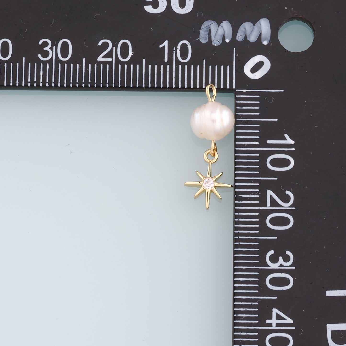 18K Gold Filled Pearl Star Pendant,Polar star Charm Bracelet Necklace for DIY Jewelry Making Supply