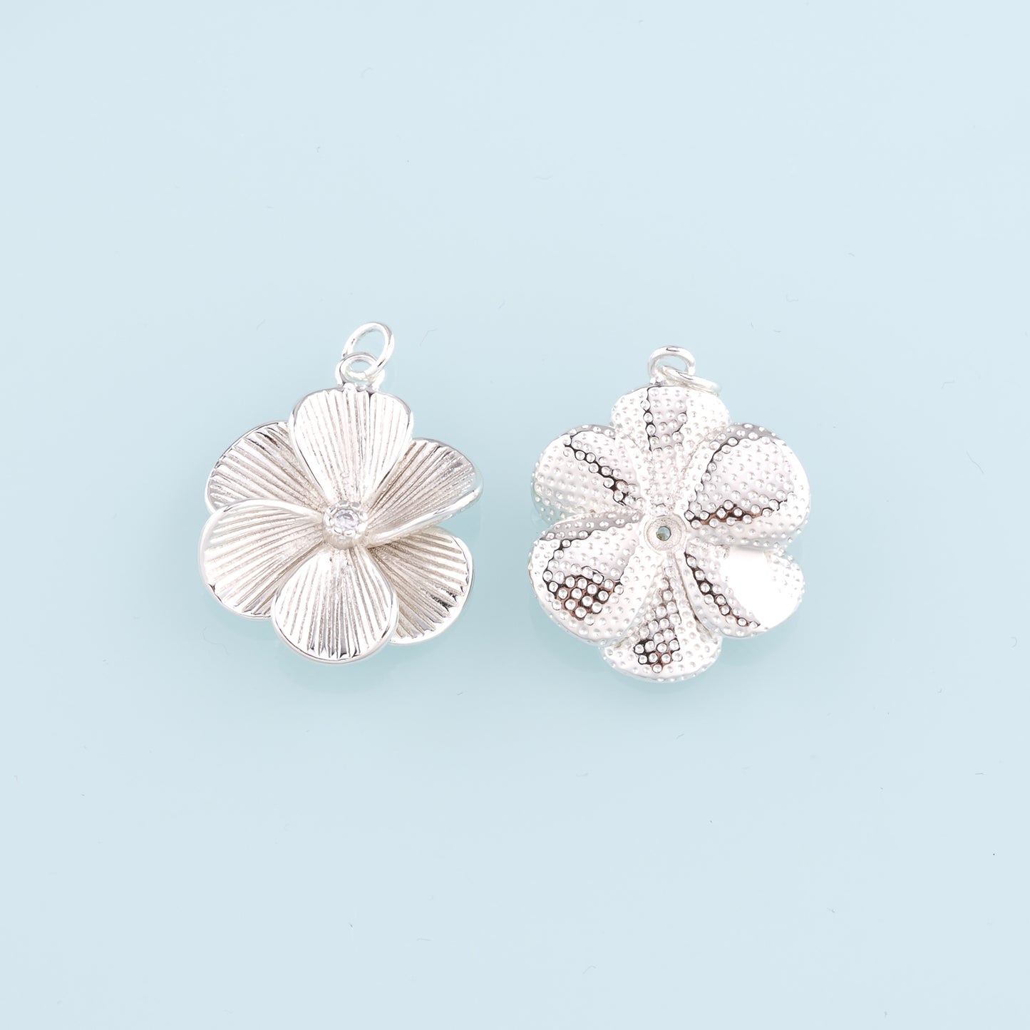 18K Gold Filled Flower Pendant,Silver Flower Charm Bracelet Necklace for DIY Jewelry Making Supply