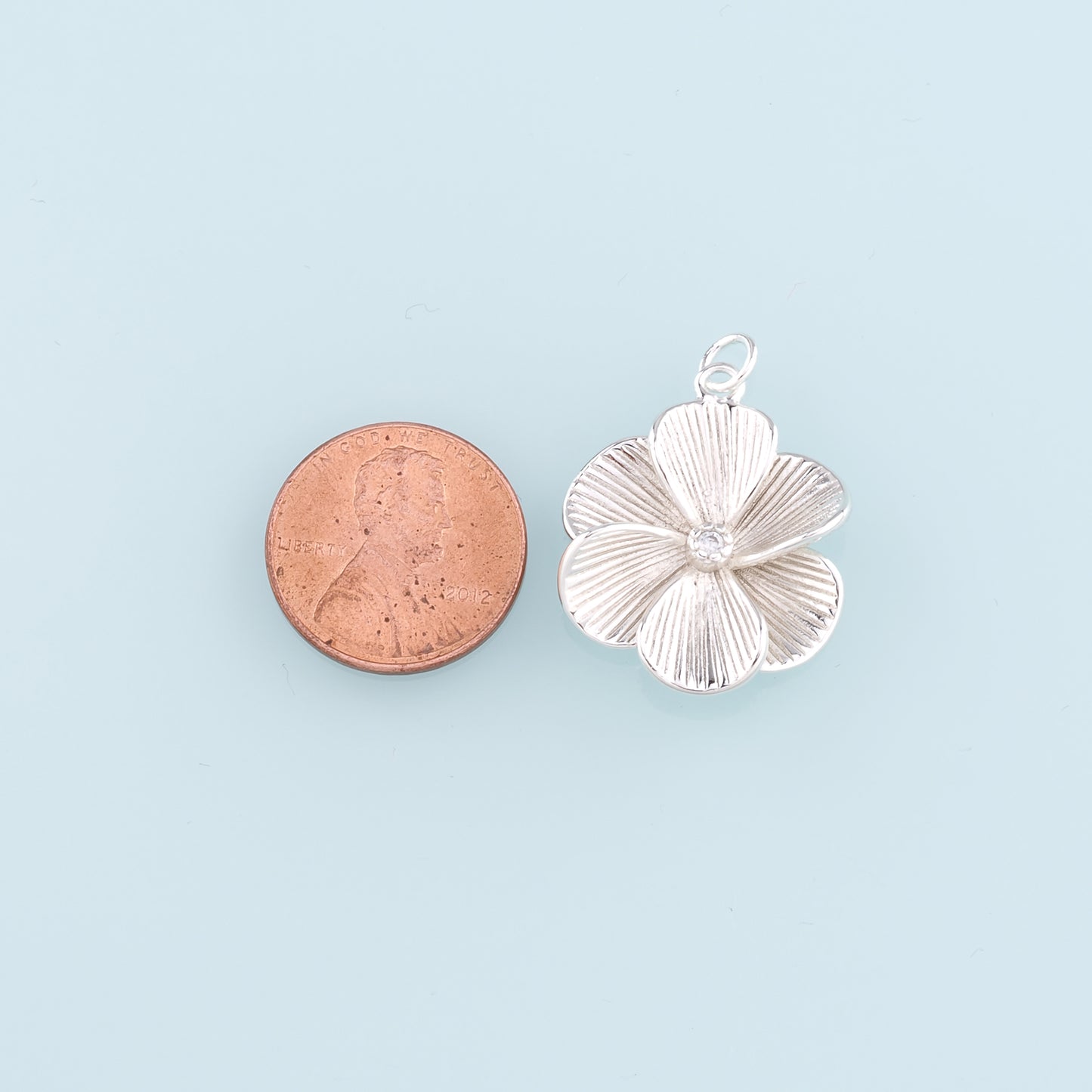 18K Gold Filled Flower Pendant,Silver Flower Charm Bracelet Necklace for DIY Jewelry Making Supply