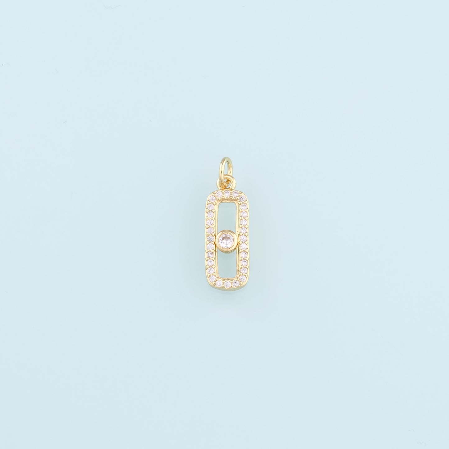 18K Gold Filled Rectangle Pendant,CZ Micro Pave Rectangle Charm Bracelet Necklace for DIY Jewelry Making Supply