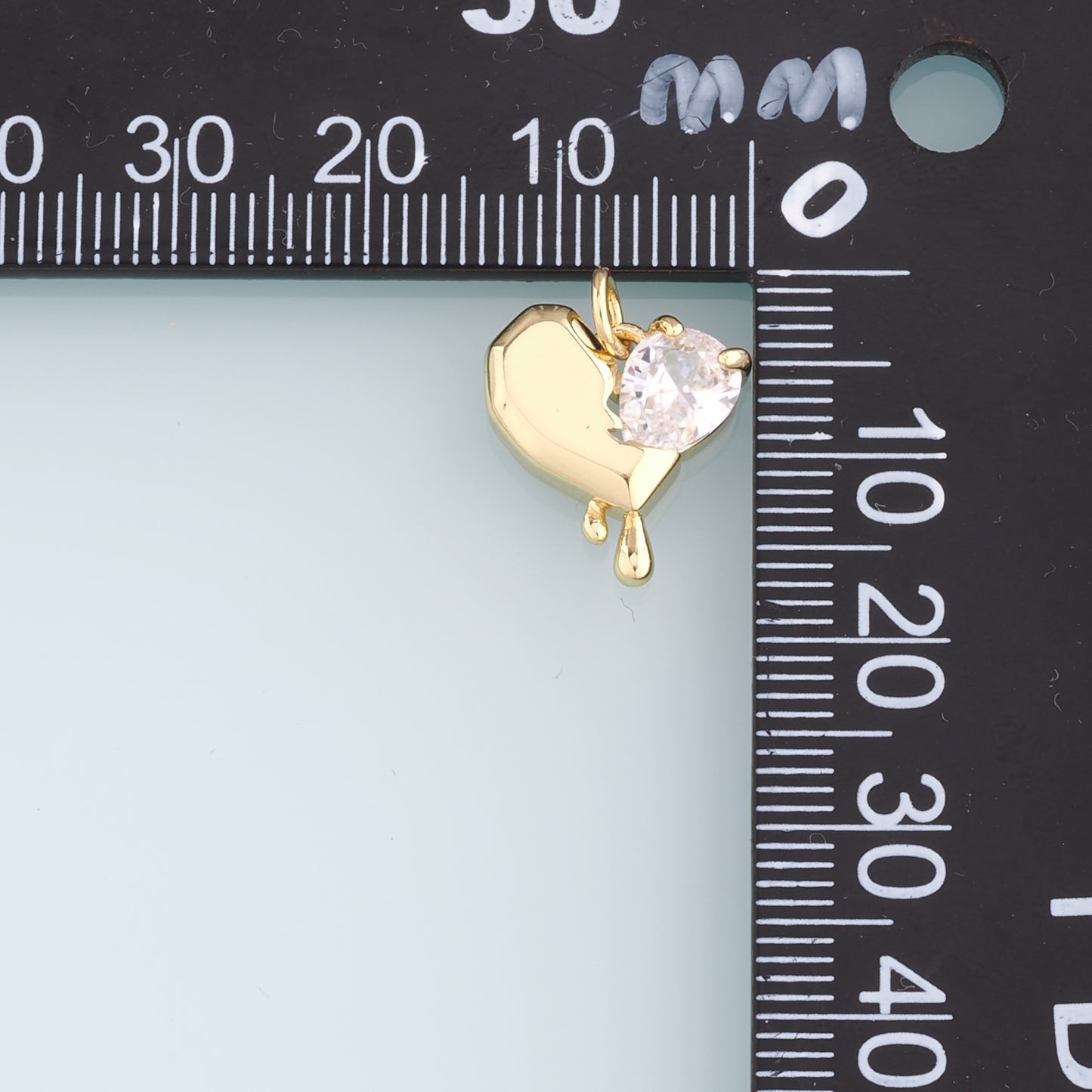 18K Gold Filled Heart Pendant,Crystal Heart Charm Bracelet Necklace for DIY Jewelry Making Supply