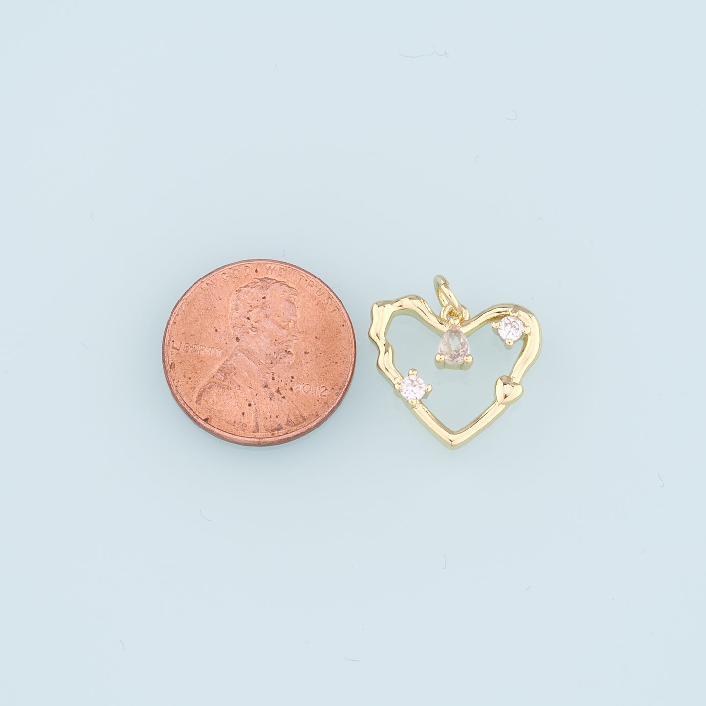18K Gold Filled Heart Pendant,CZ Micro Pave Heart Charm Bracelet Necklace for DIY Jewelry Making Supply