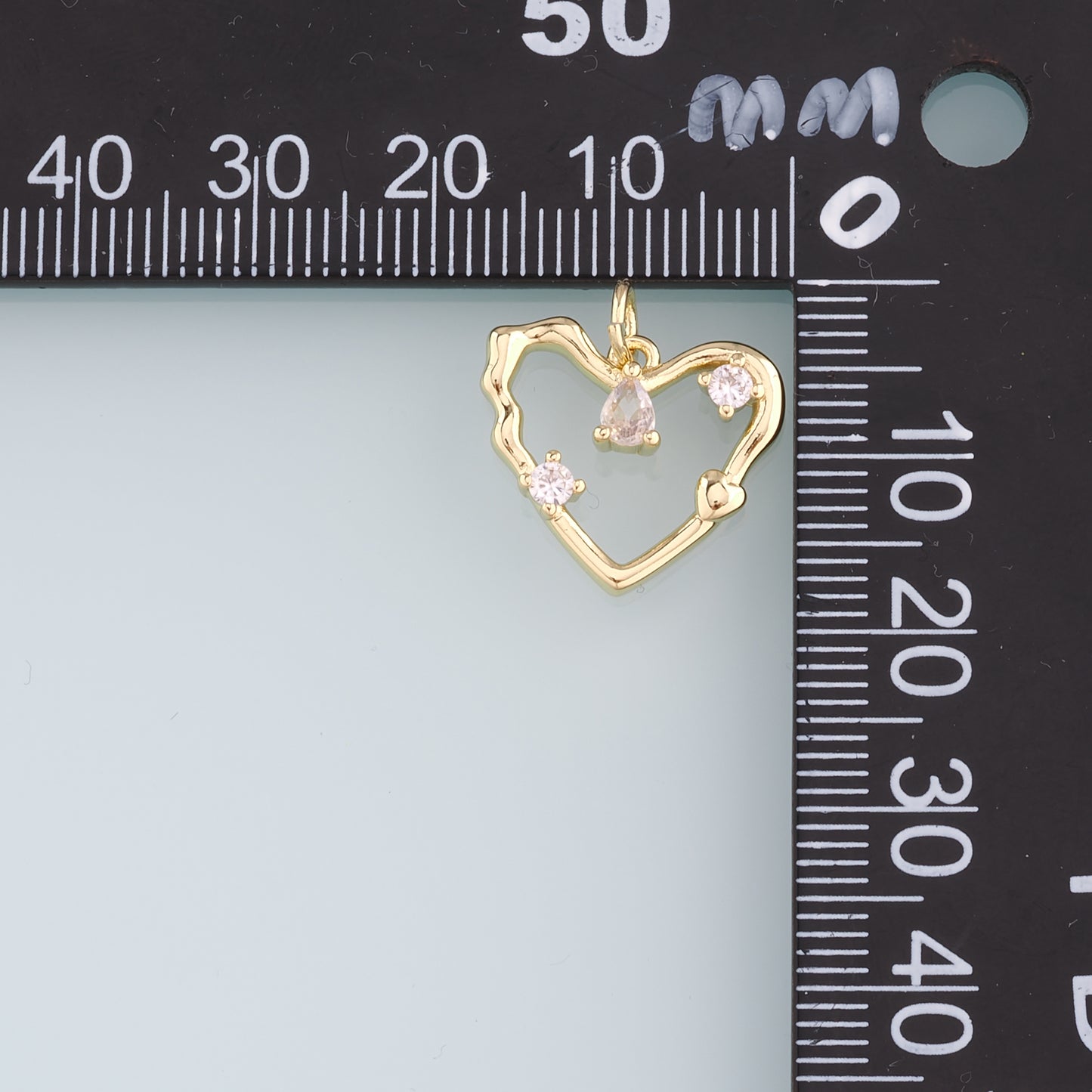 18K Gold Filled Heart Pendant,CZ Micro Pave Heart Charm Bracelet Necklace for DIY Jewelry Making Supply