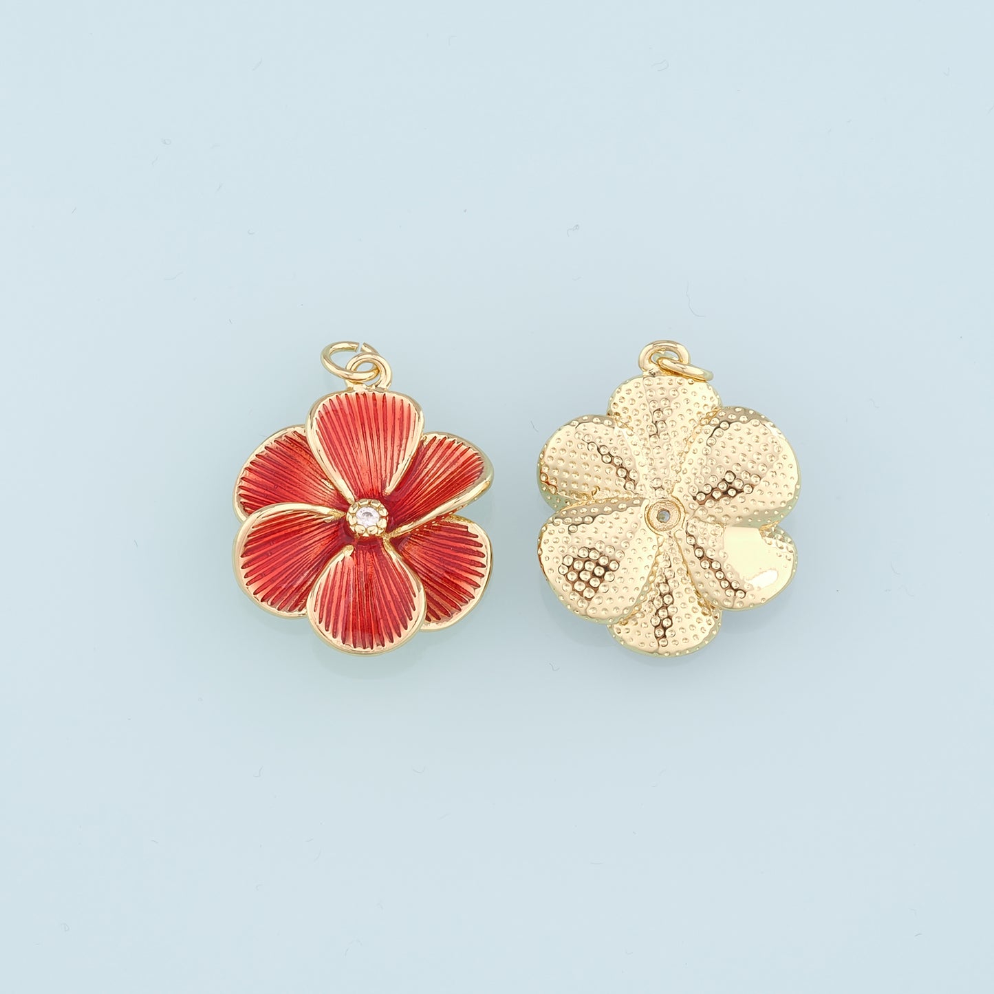 Gold Flower Charms,18K Gold Filled Flower Pendant,CZ Flower Charm Bracelet Necklace for DIY Jewelry Making Supply