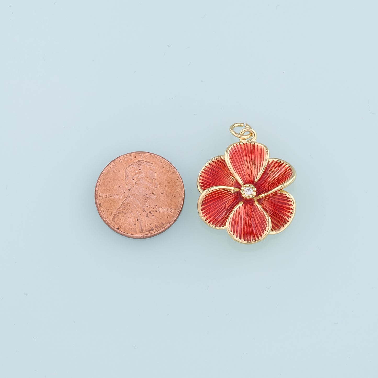 Gold Flower Charms,18K Gold Filled Flower Pendant,CZ Flower Charm Bracelet Necklace for DIY Jewelry Making Supply