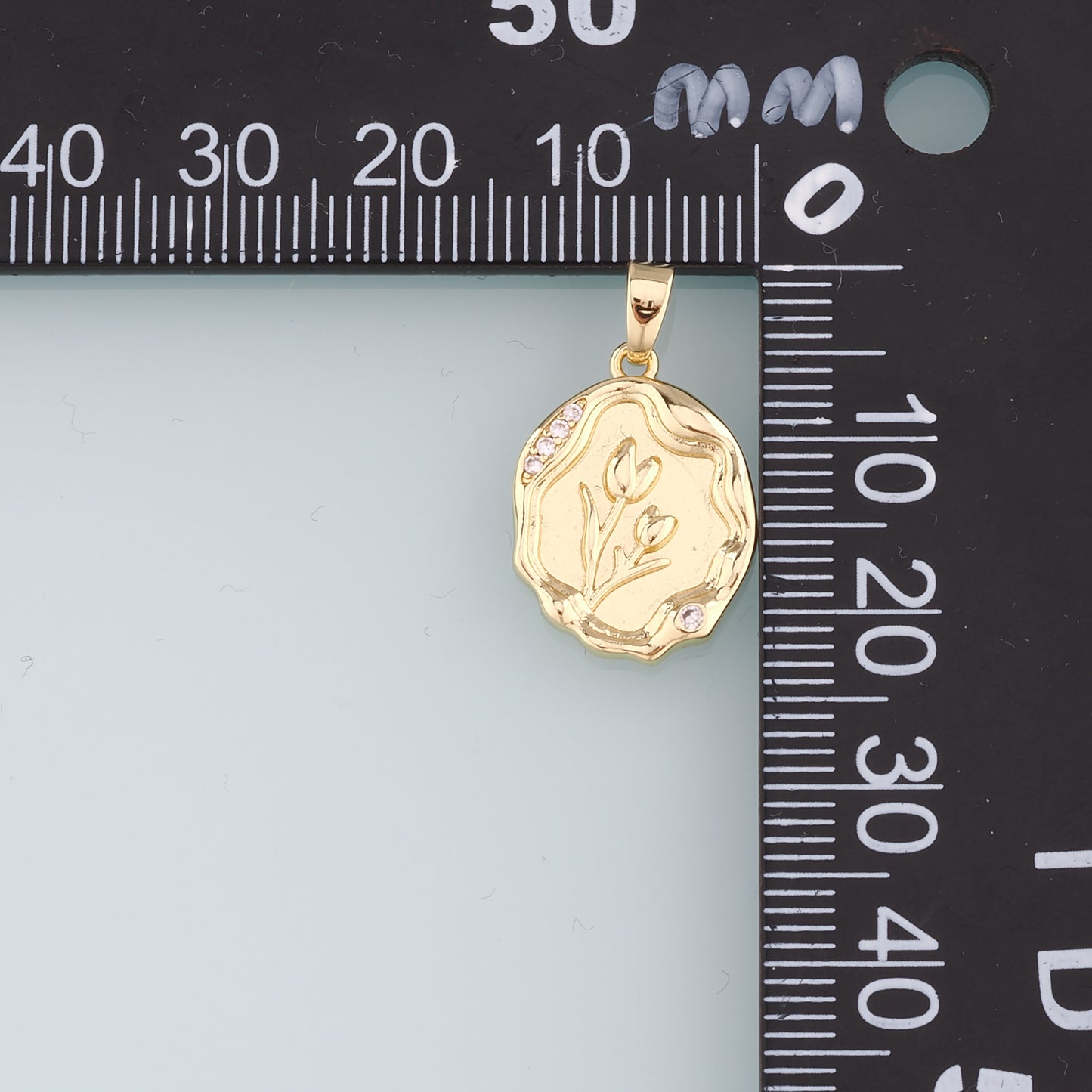 18K Gold Filled Flower Pendant,CZ Micro Pave Tulip Charm Bracelet Necklace for DIY Jewelry Making Supply