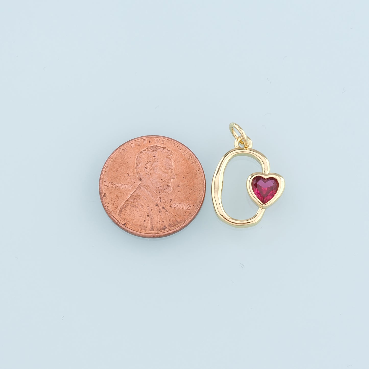 18K Gold Filled Heart Pendant,Crystal Heart Charm Bracelet Necklace for DIY Jewelry Making Supply