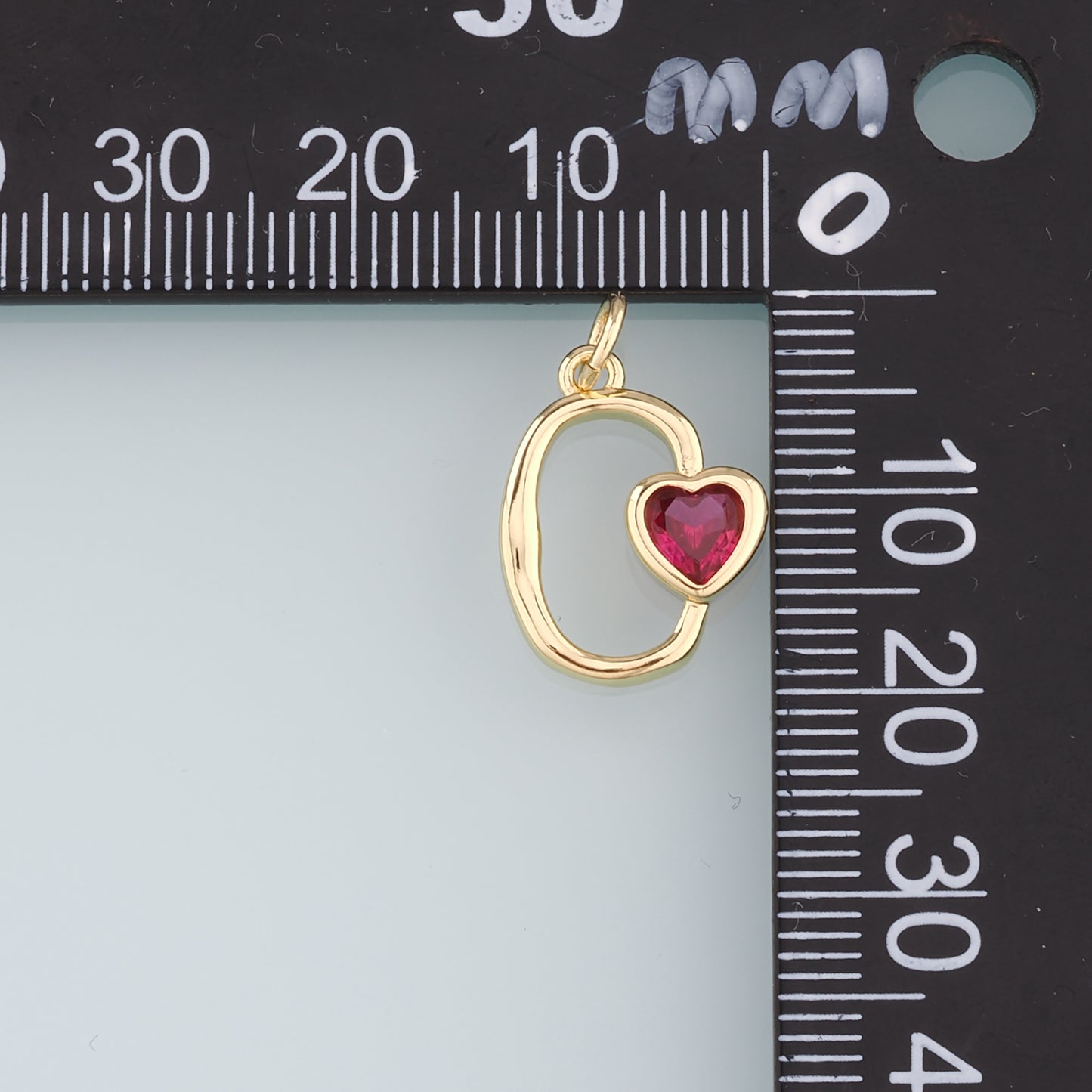 18K Gold Filled Heart Pendant,Crystal Heart Charm Bracelet Necklace for DIY Jewelry Making Supply