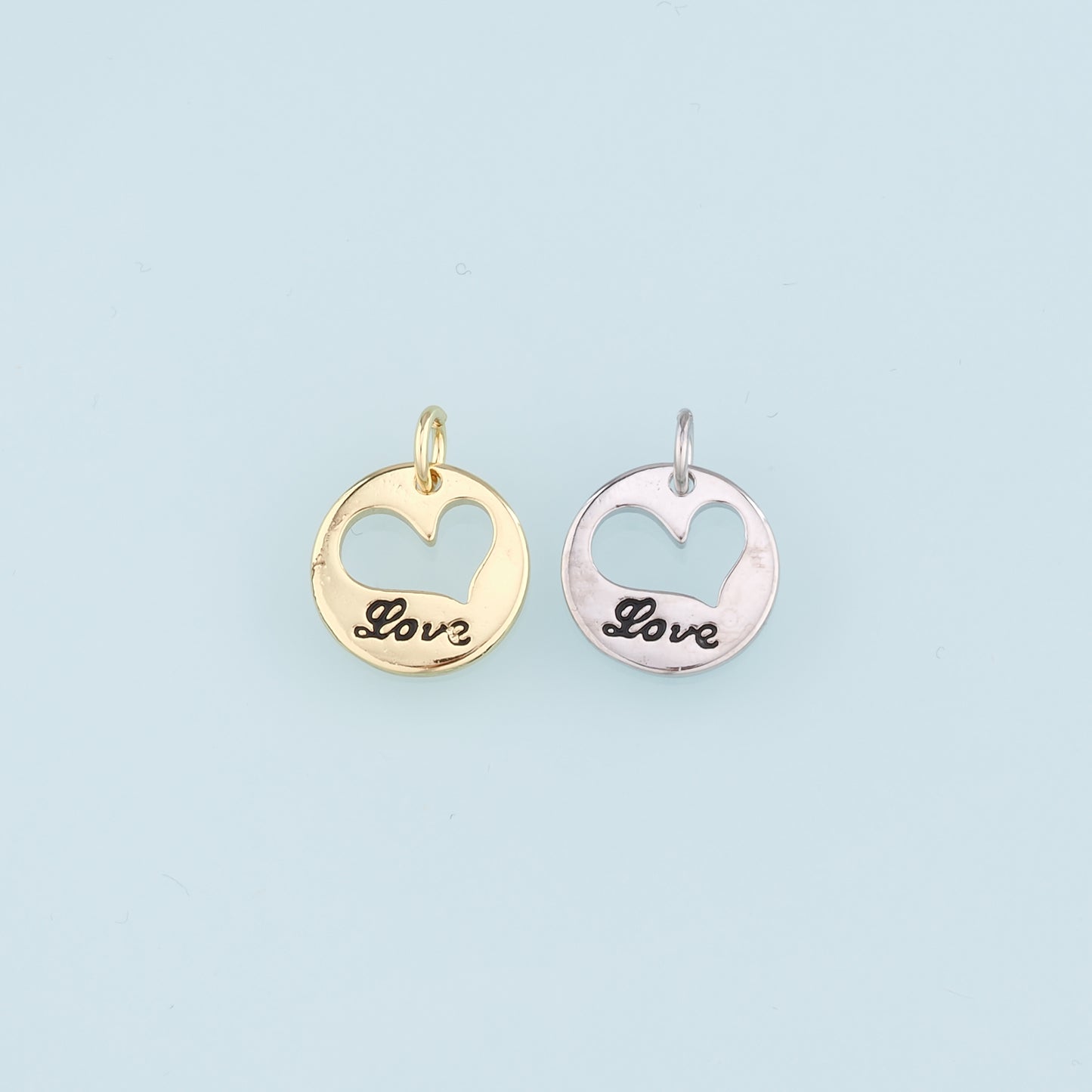 18K Gold Filled Heart Pendant,Love Charm Bracelet Necklace for DIY Jewelry Making Supply