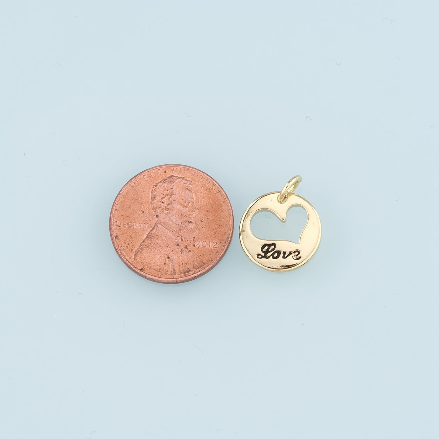 18K Gold Filled Heart Pendant,Love Charm Bracelet Necklace for DIY Jewelry Making Supply