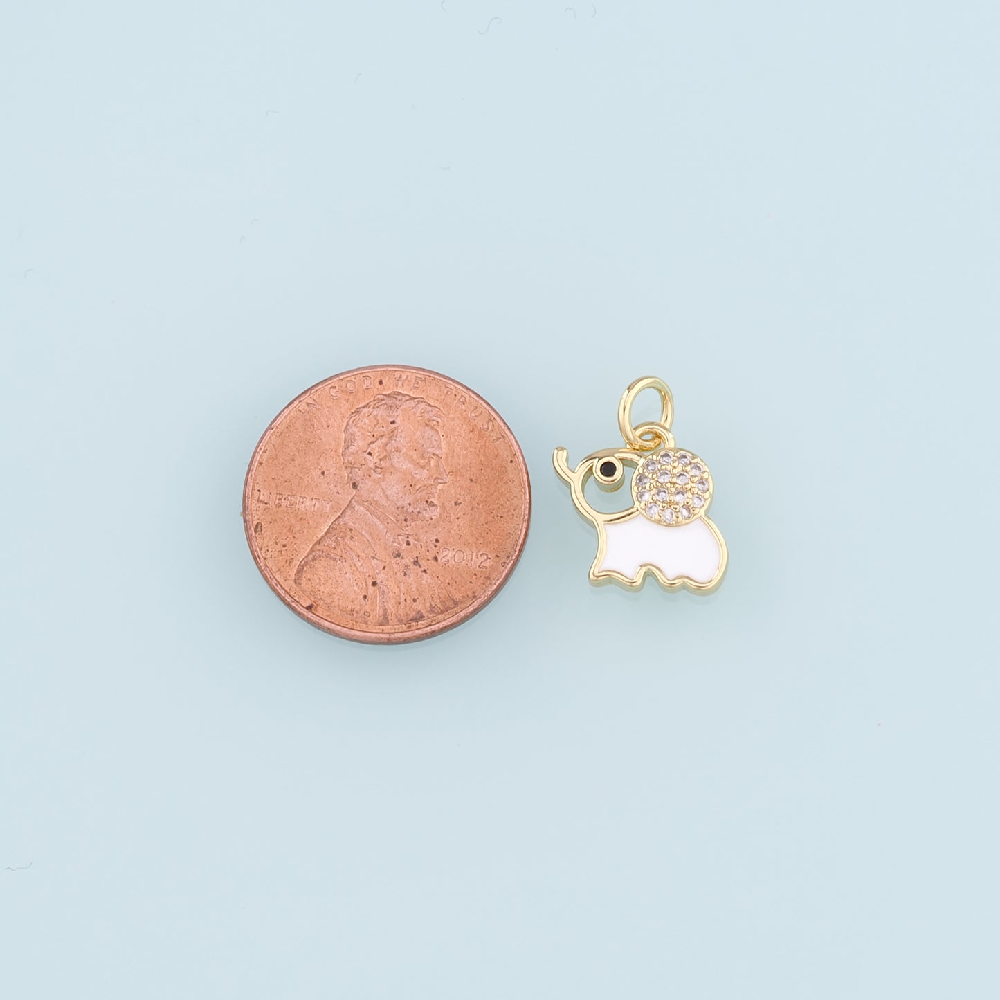 18K Gold Filled Enamel Elephant Pendant,CZ Animal Charm Bracelet Necklace for DIY Jewelry Making Supply