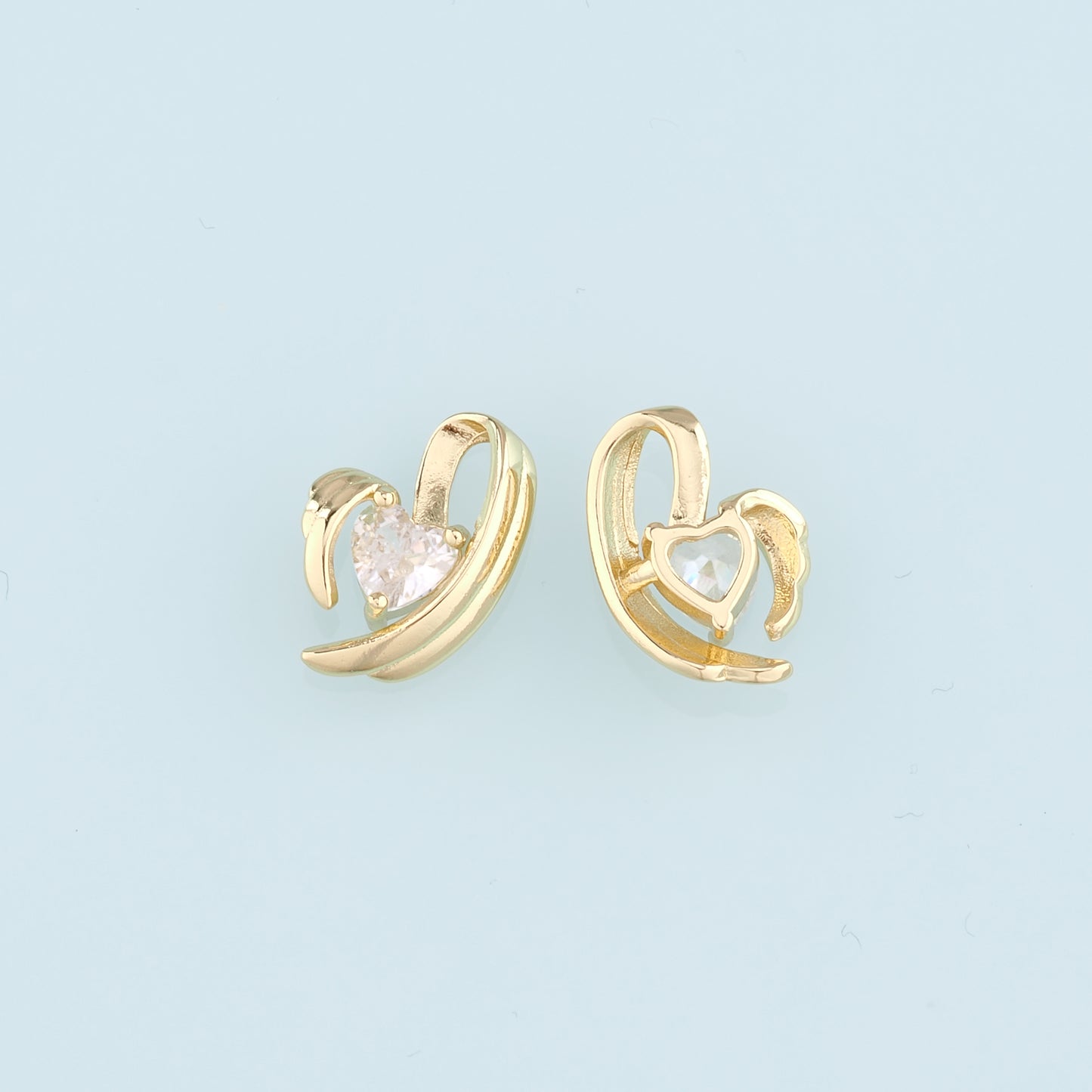 18K Gold Filled Heart Pendant,Crystal Heart Charm Bracelet Necklace for DIY Jewelry Making Supply